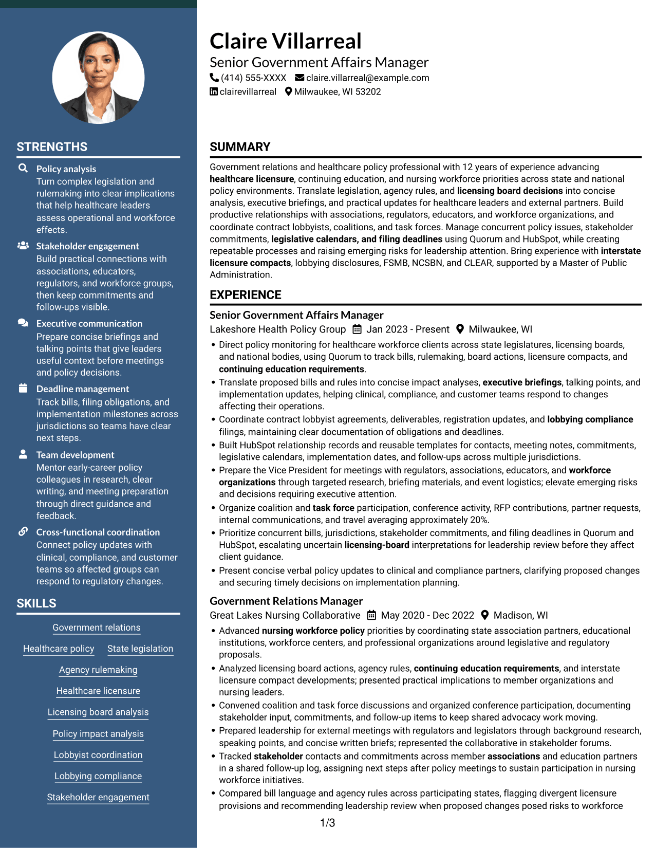 Resume example — page 1
