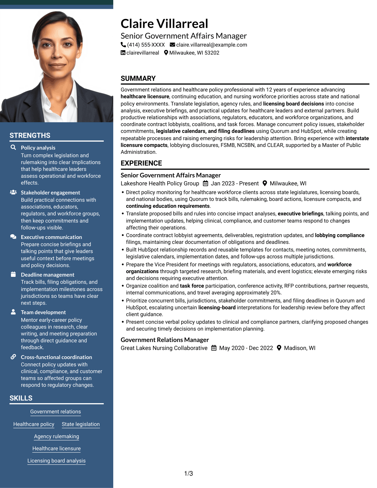 Resume example — page 1