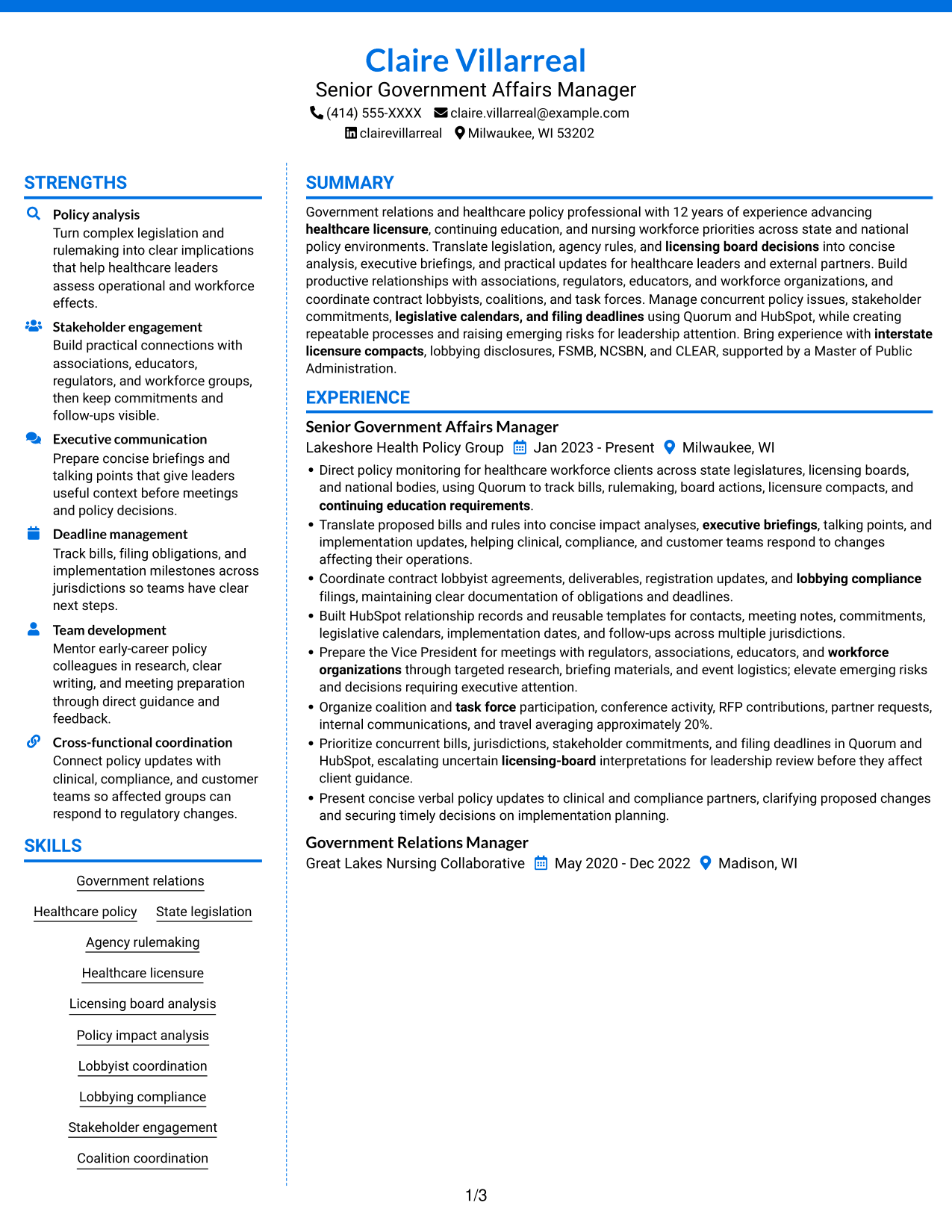 Resume example — page 1