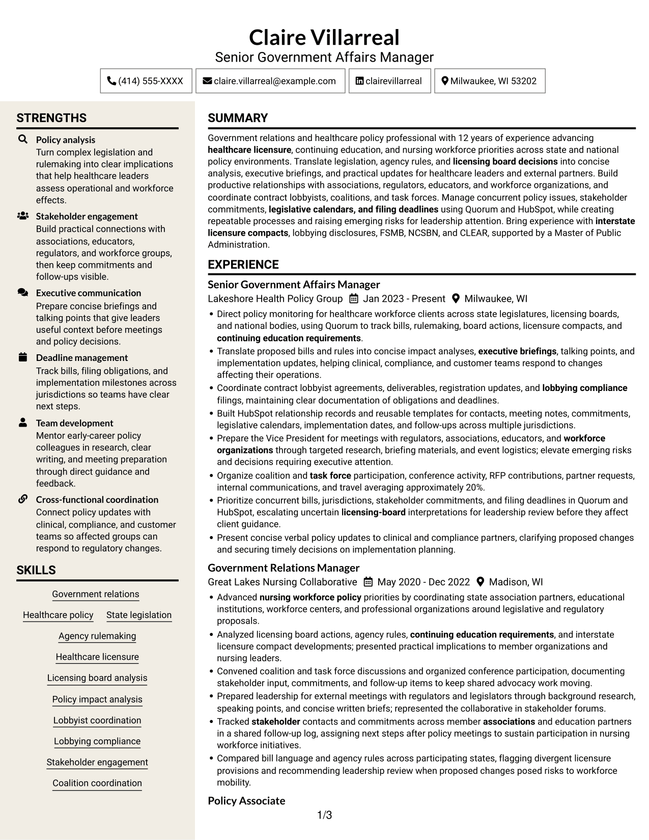 Resume example — page 1