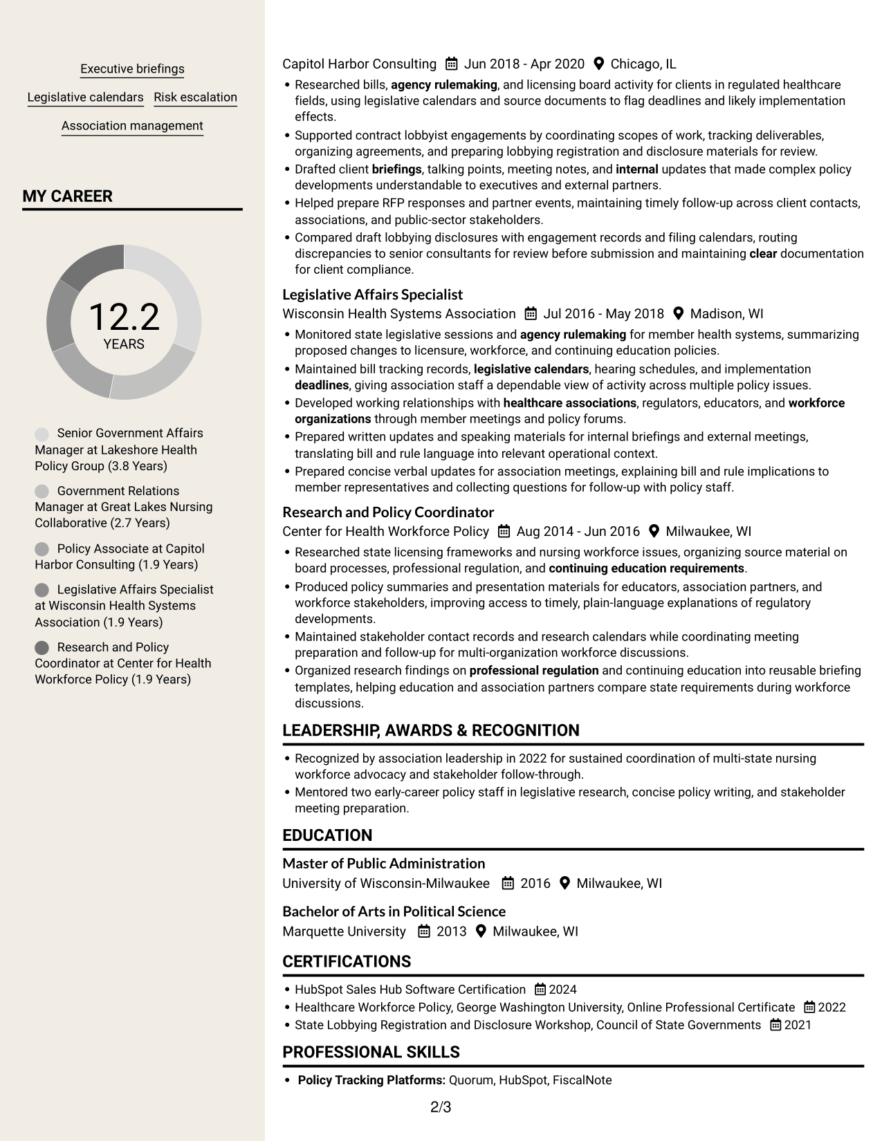 Resume example — page 2