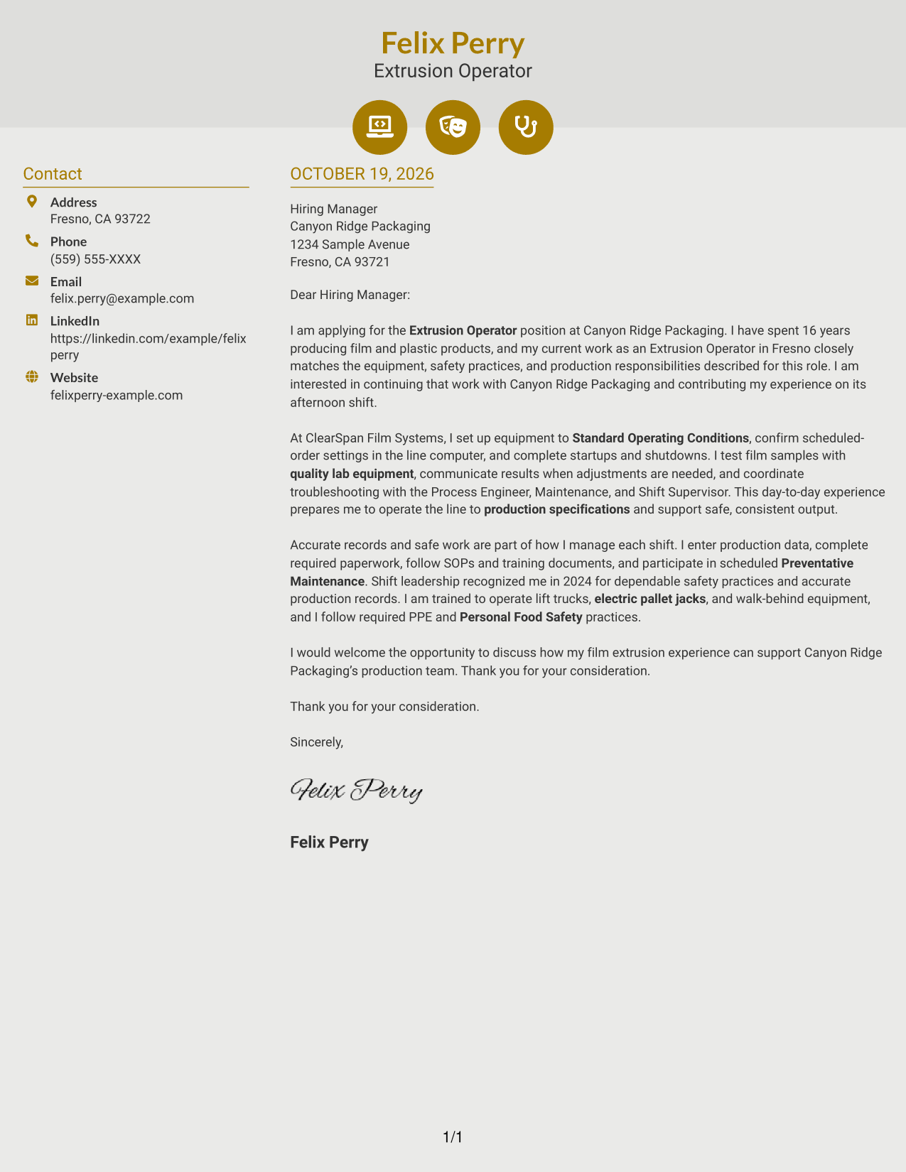 Cover letter example — page 1