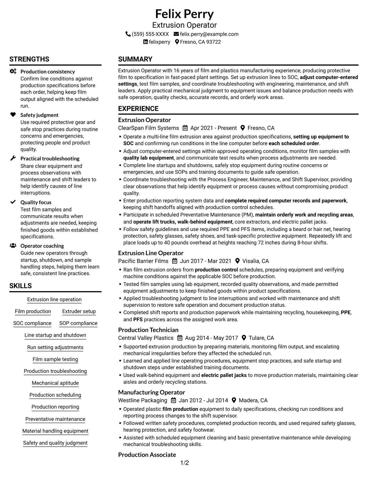 Resume example — page 1