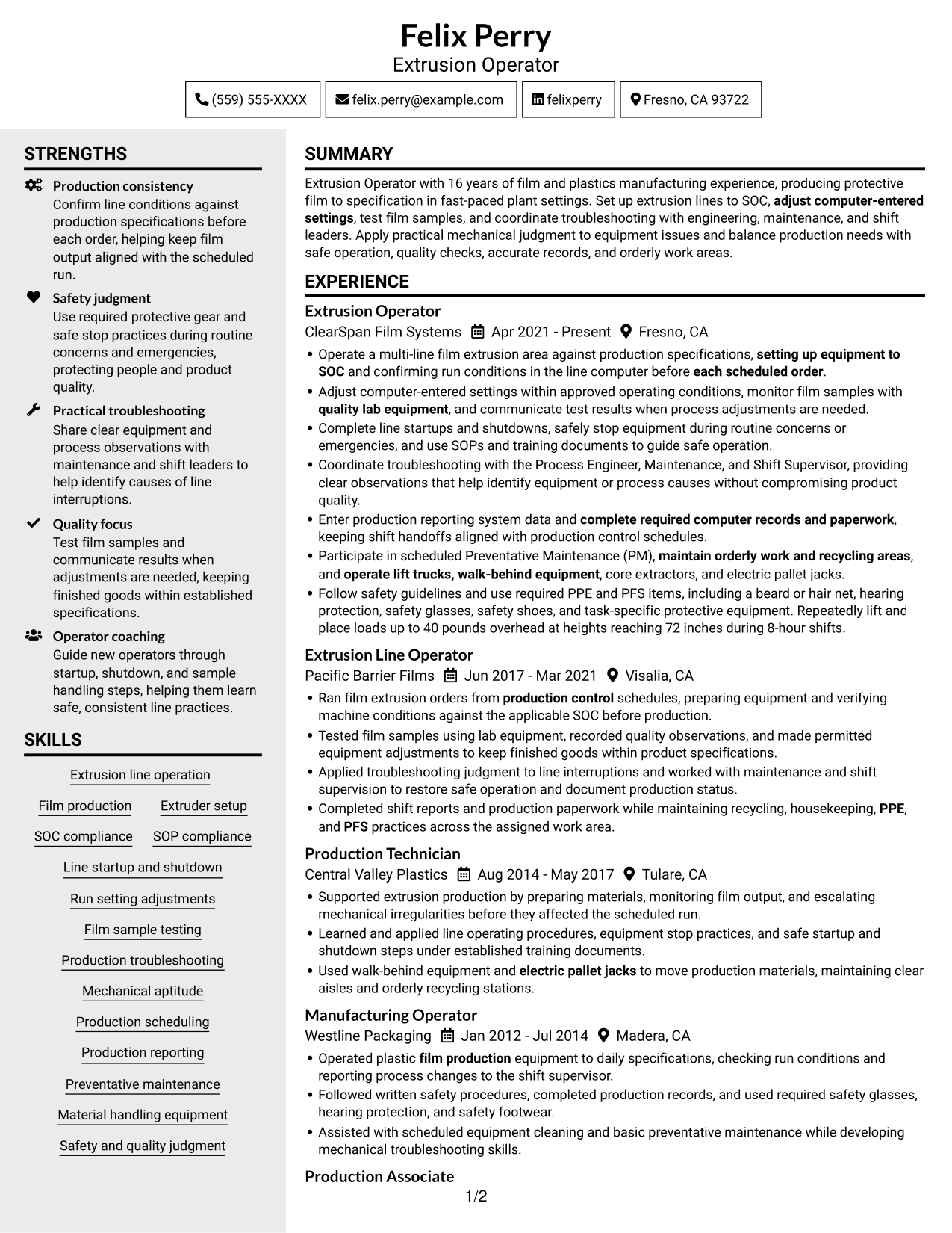 Resume example — page 1