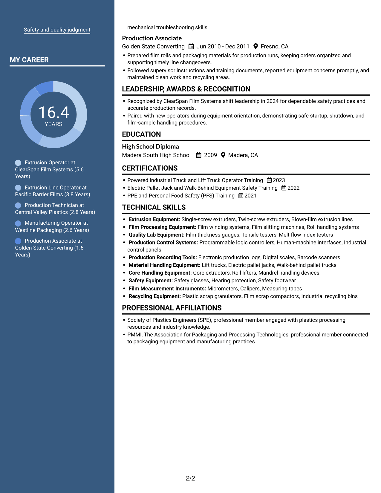 Resume example — page 2