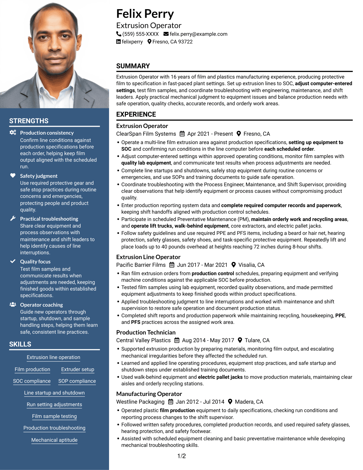 Resume example — page 1