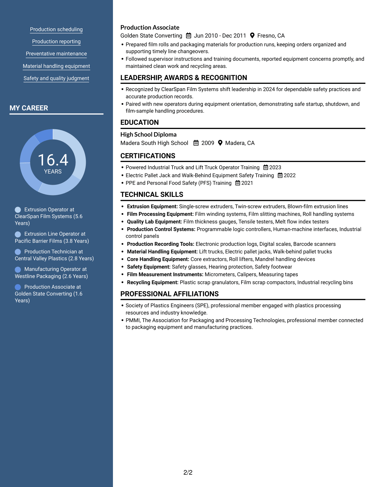 Resume example — page 2