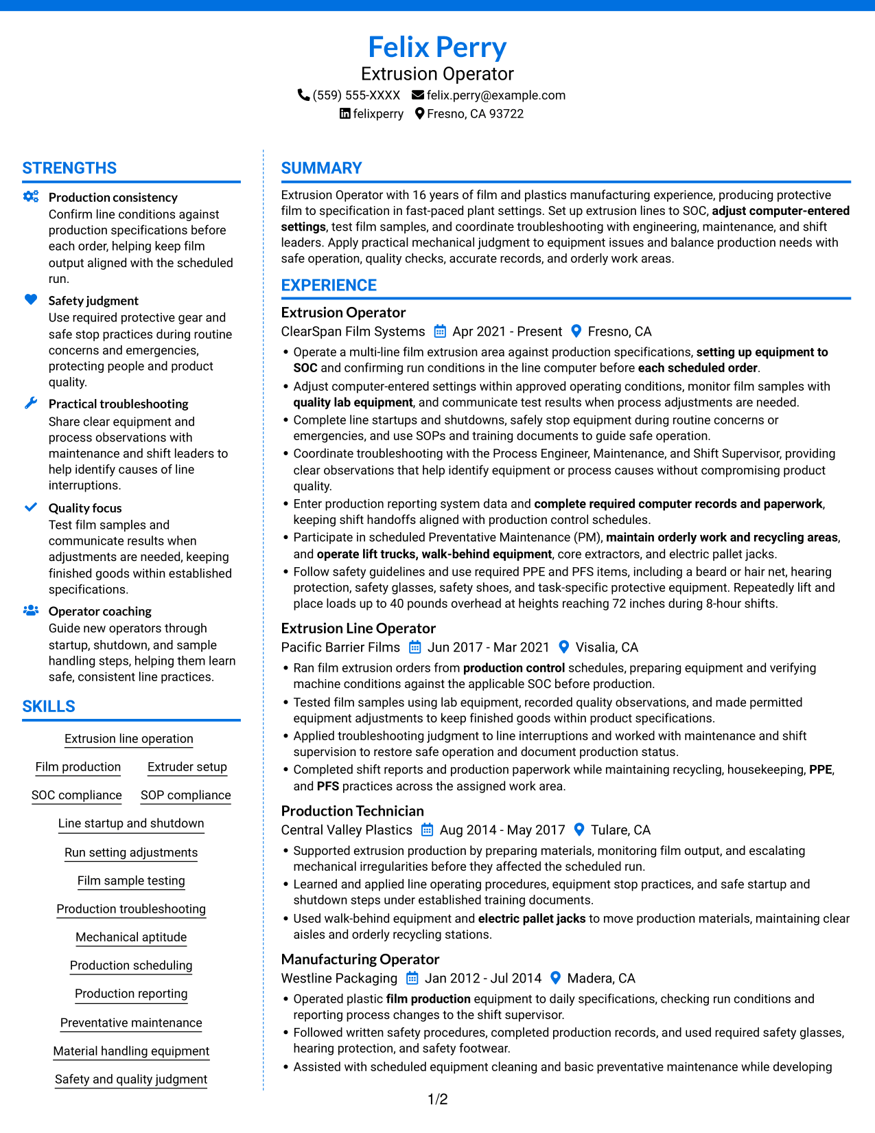 Resume example — page 1