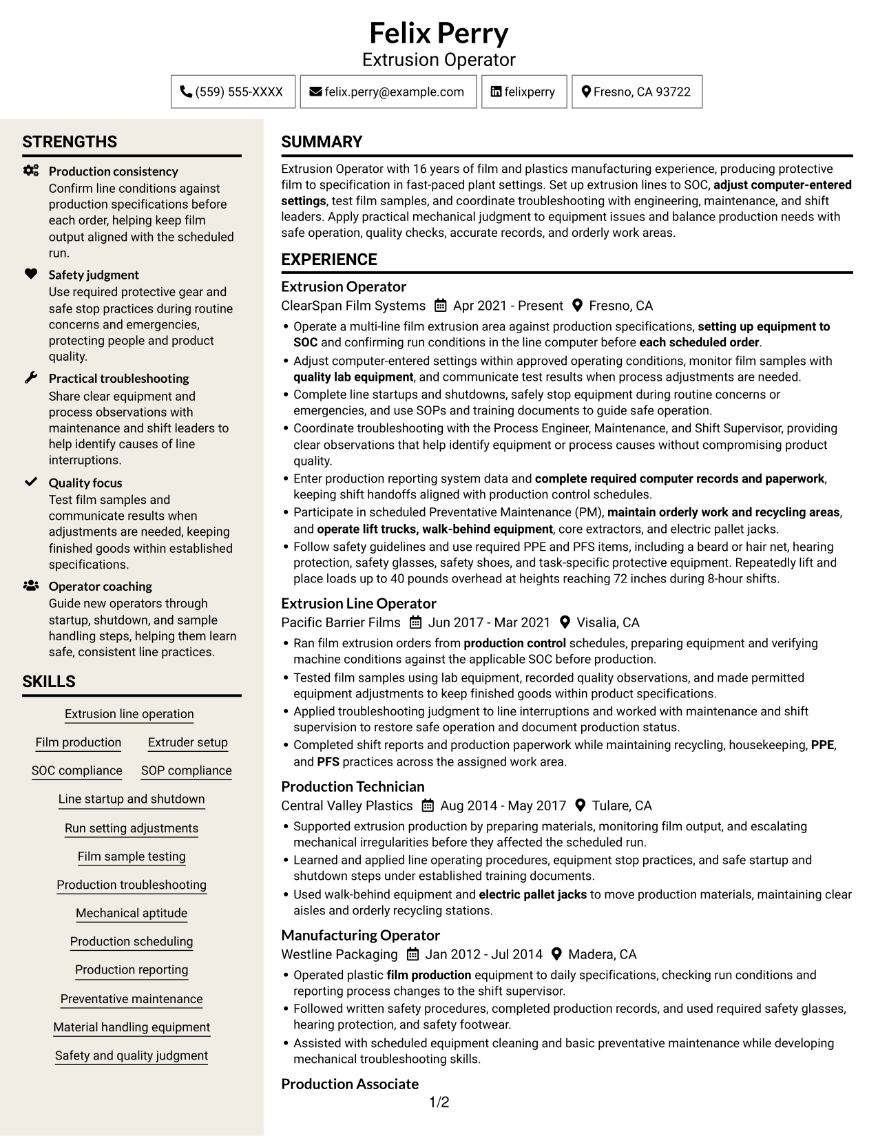 Resume example — page 1