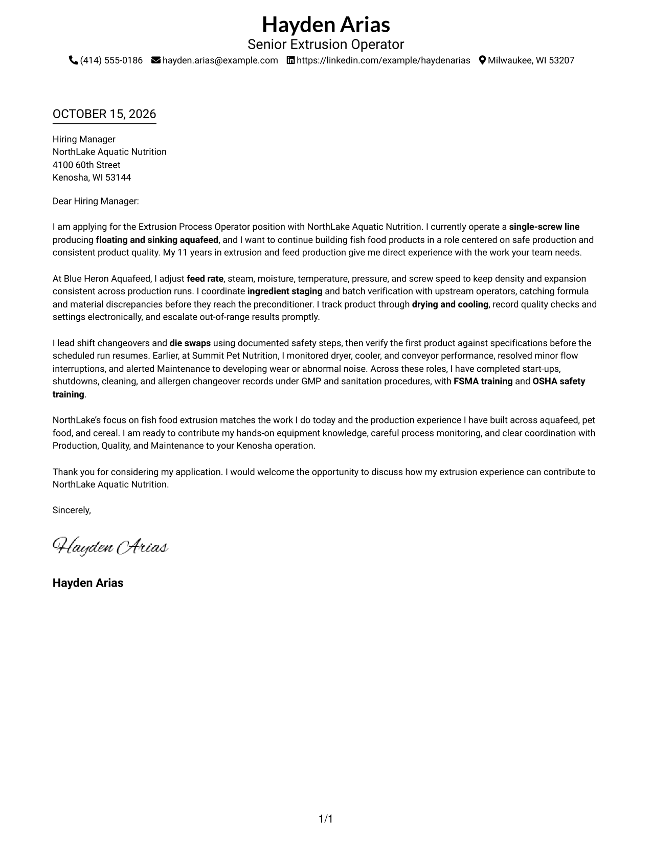 Cover letter example — page 1