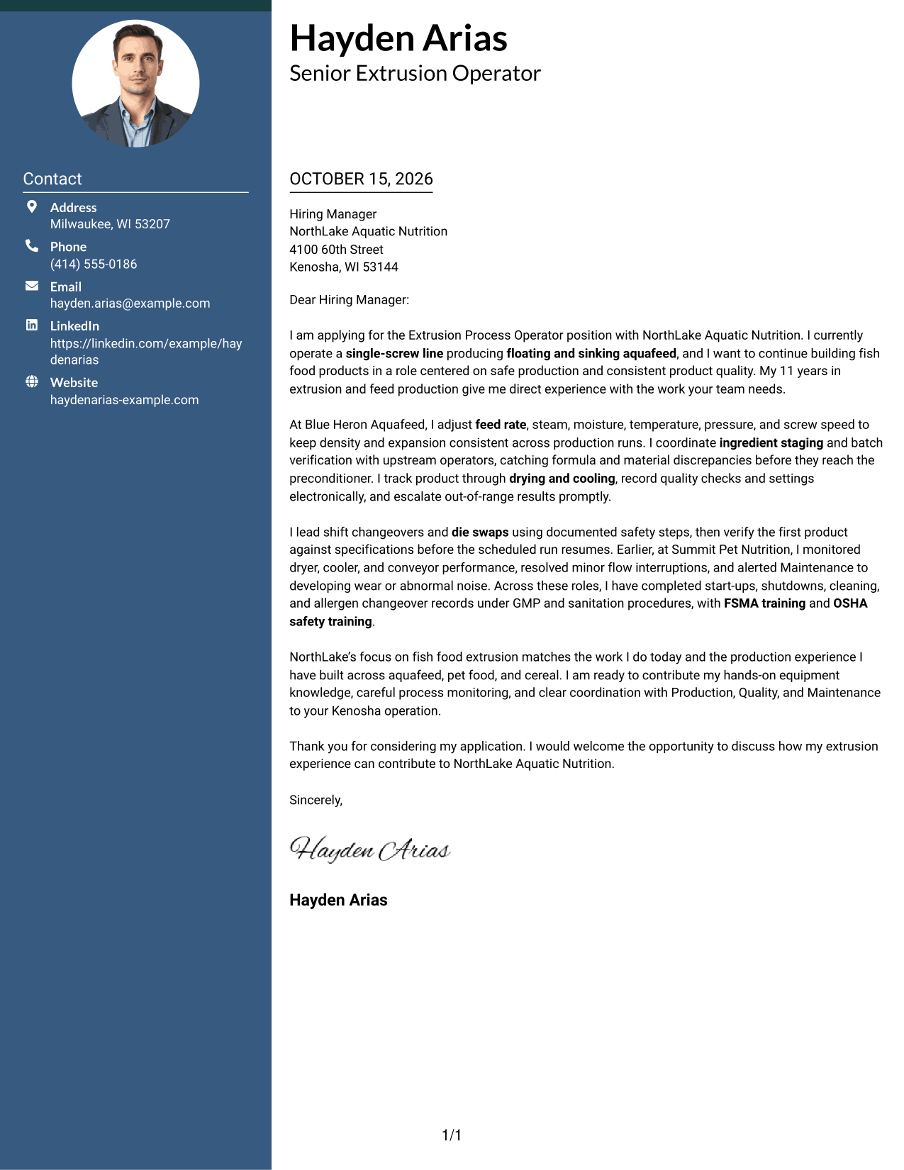 Cover letter example — page 1