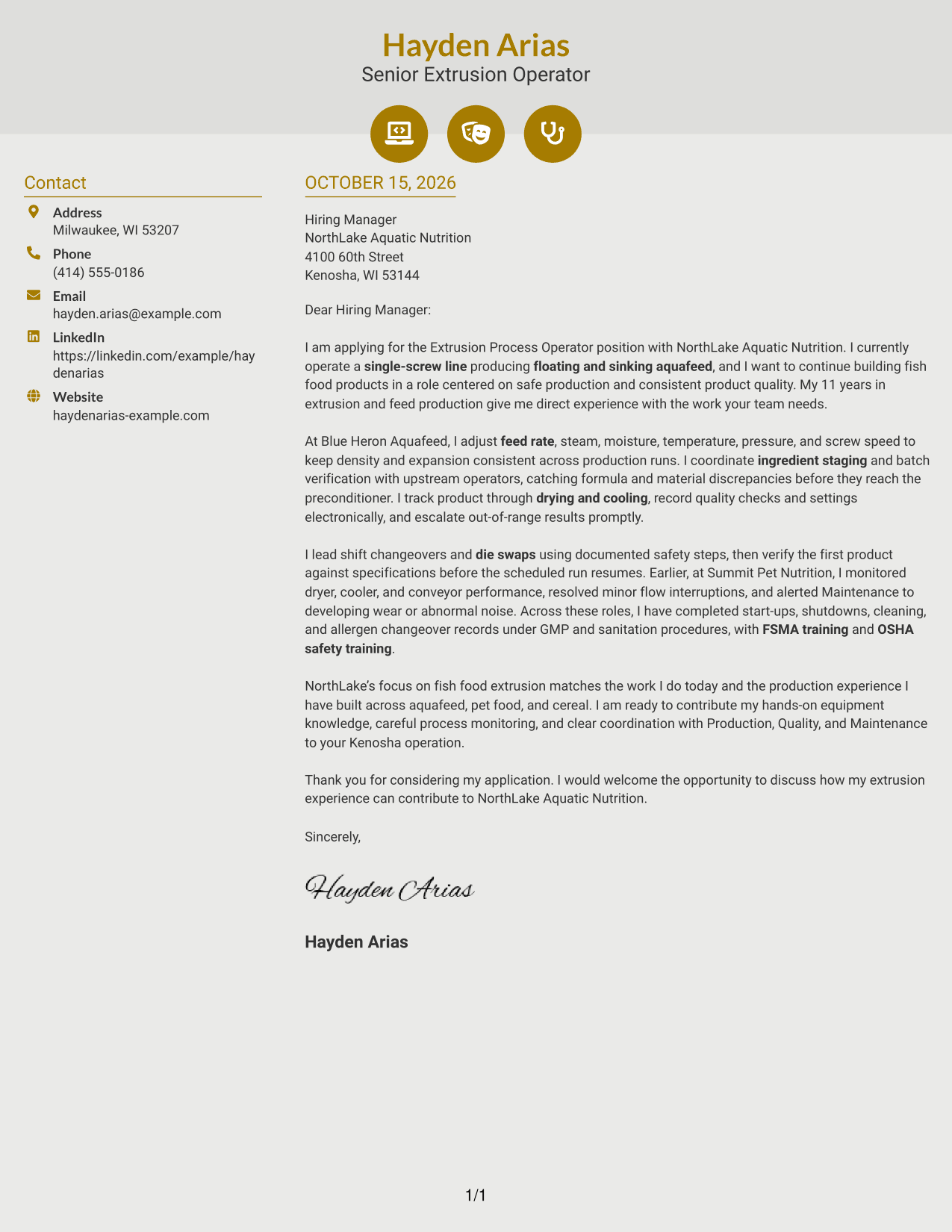 Cover letter example — page 1