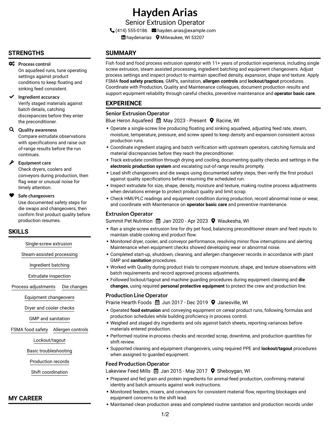Resume example — page 1