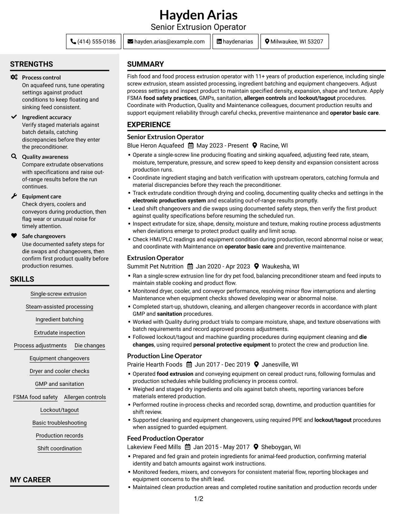 Resume example — page 1