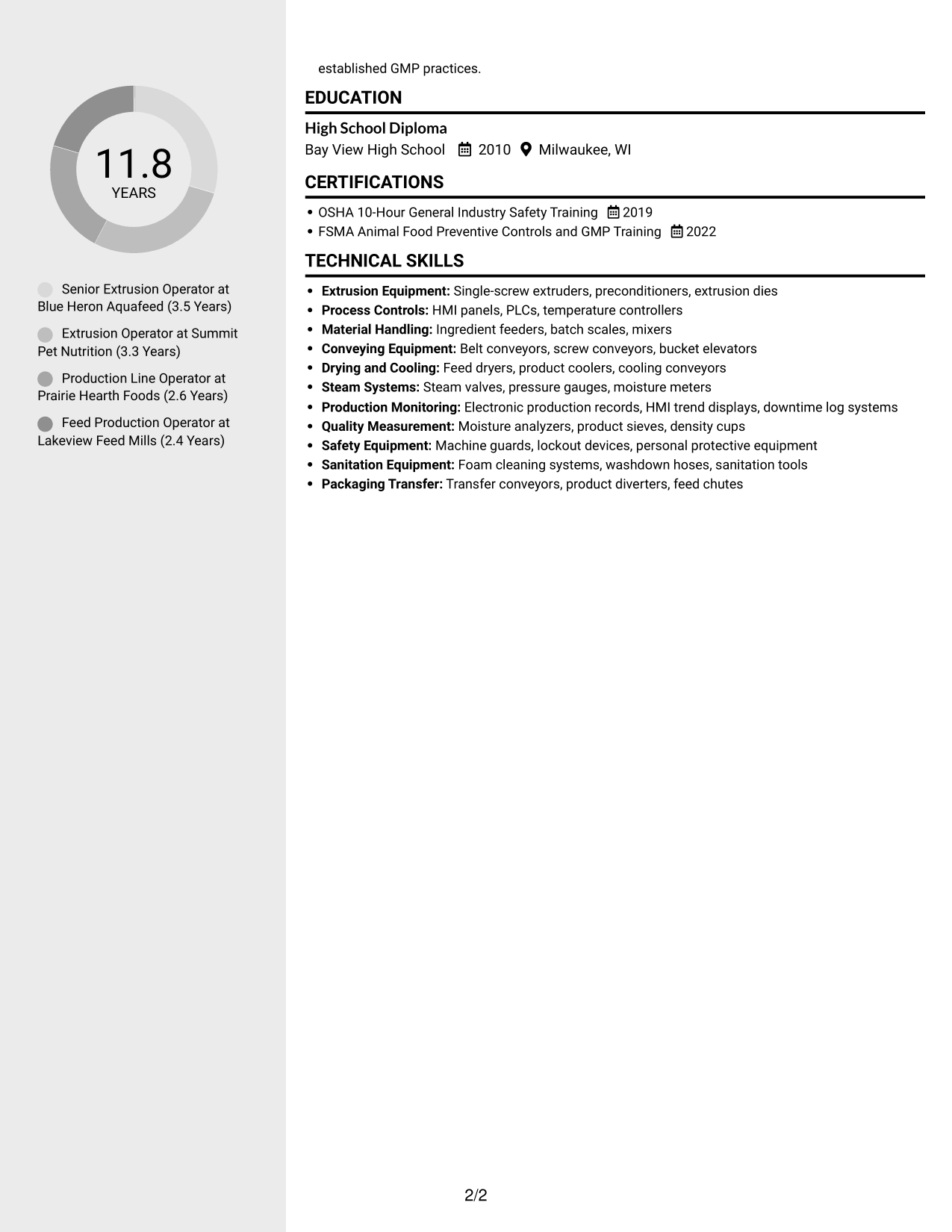 Resume example — page 2