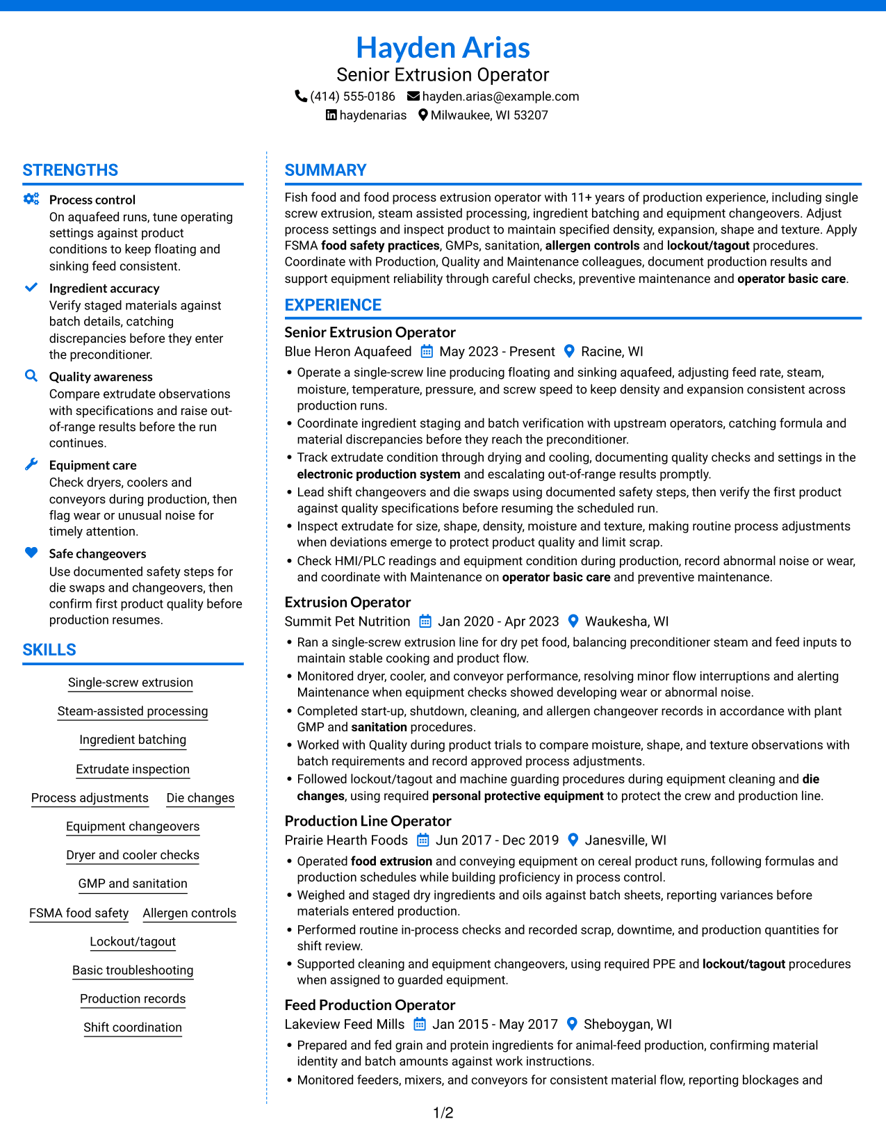 Resume example — page 1