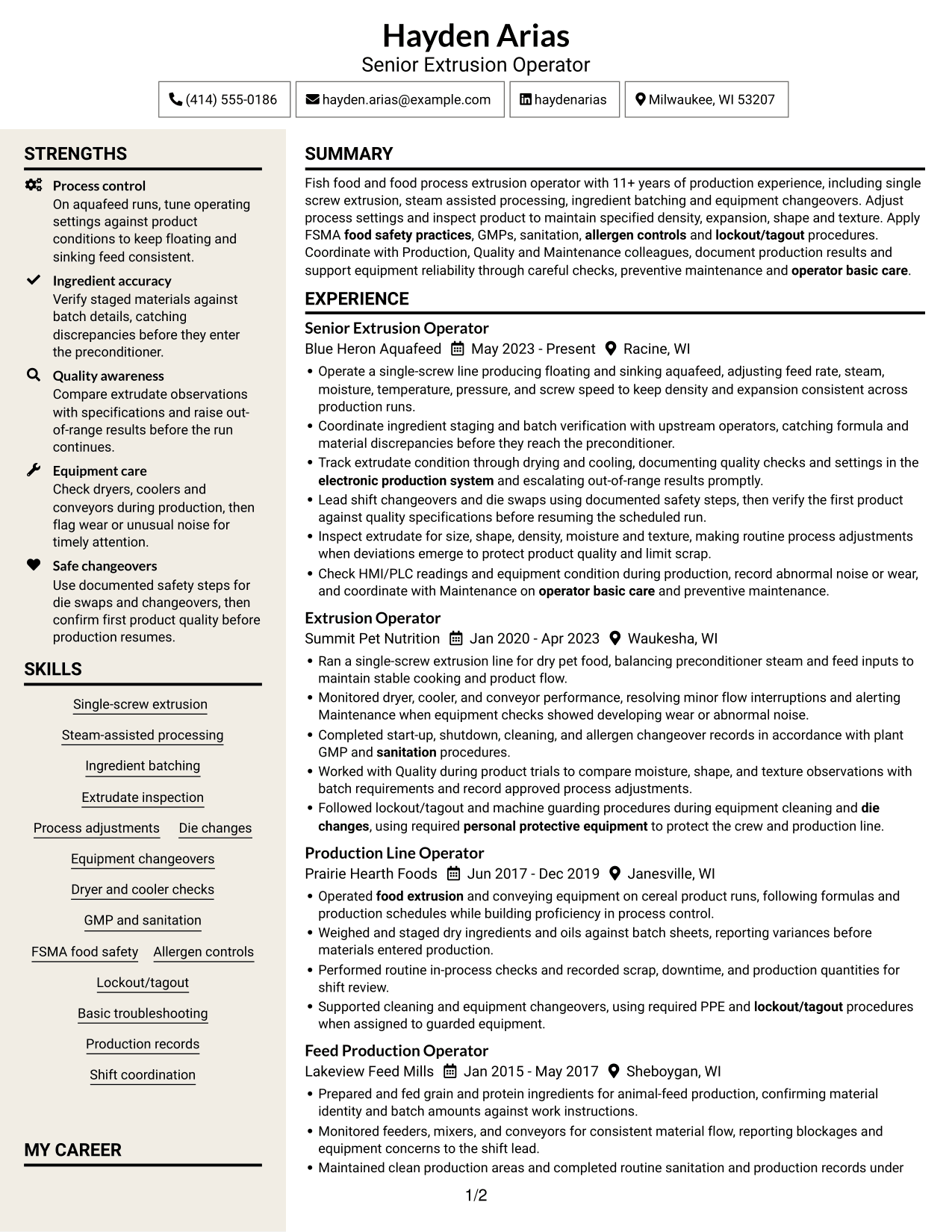 Resume example — page 1
