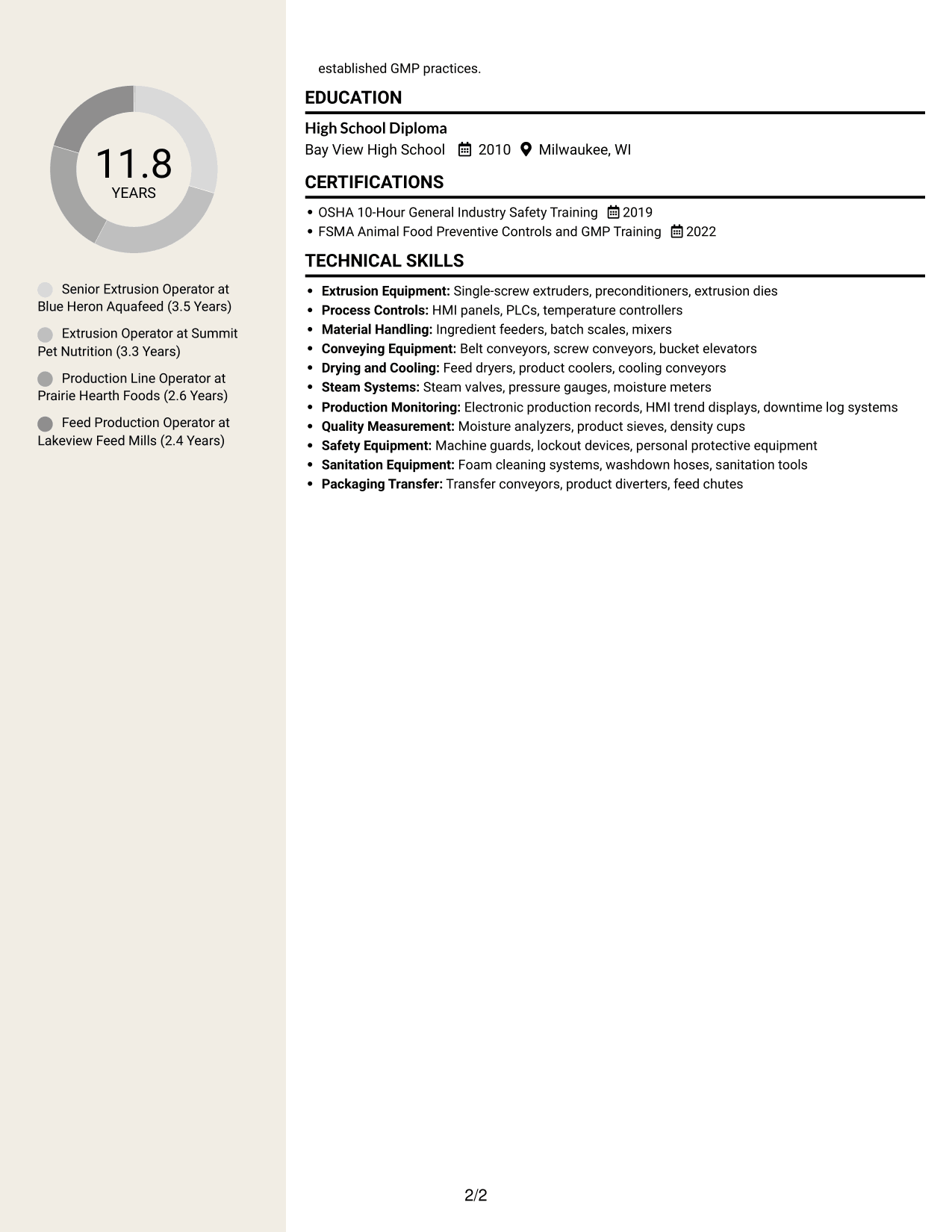 Resume example — page 2