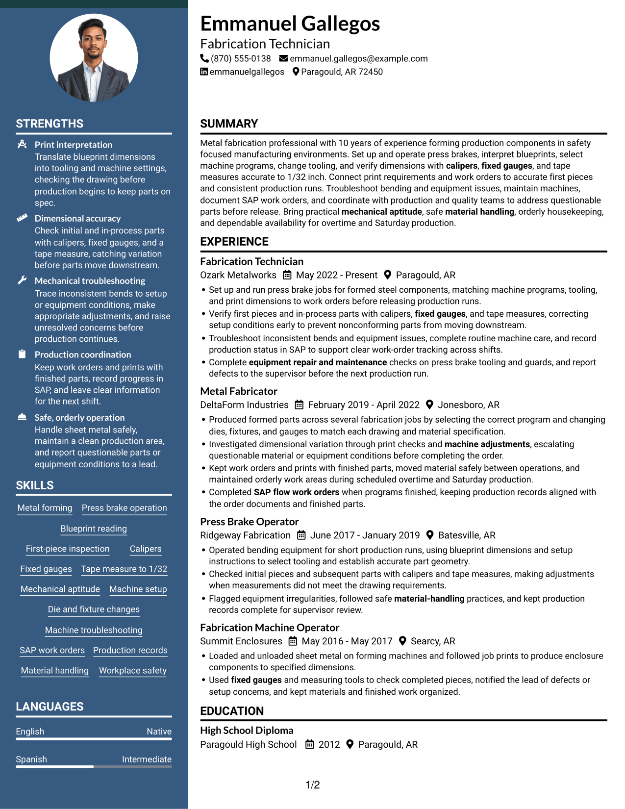 Resume example — page 1
