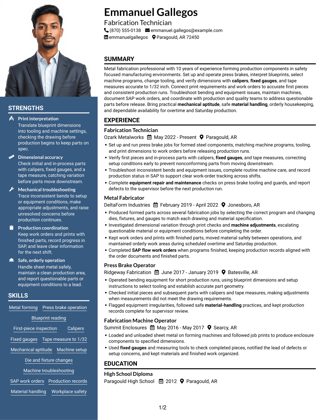 Resume example — page 1