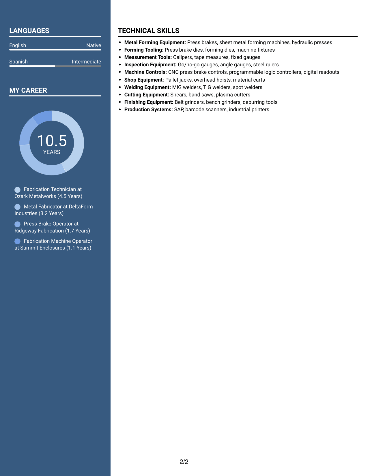 Resume example — page 2