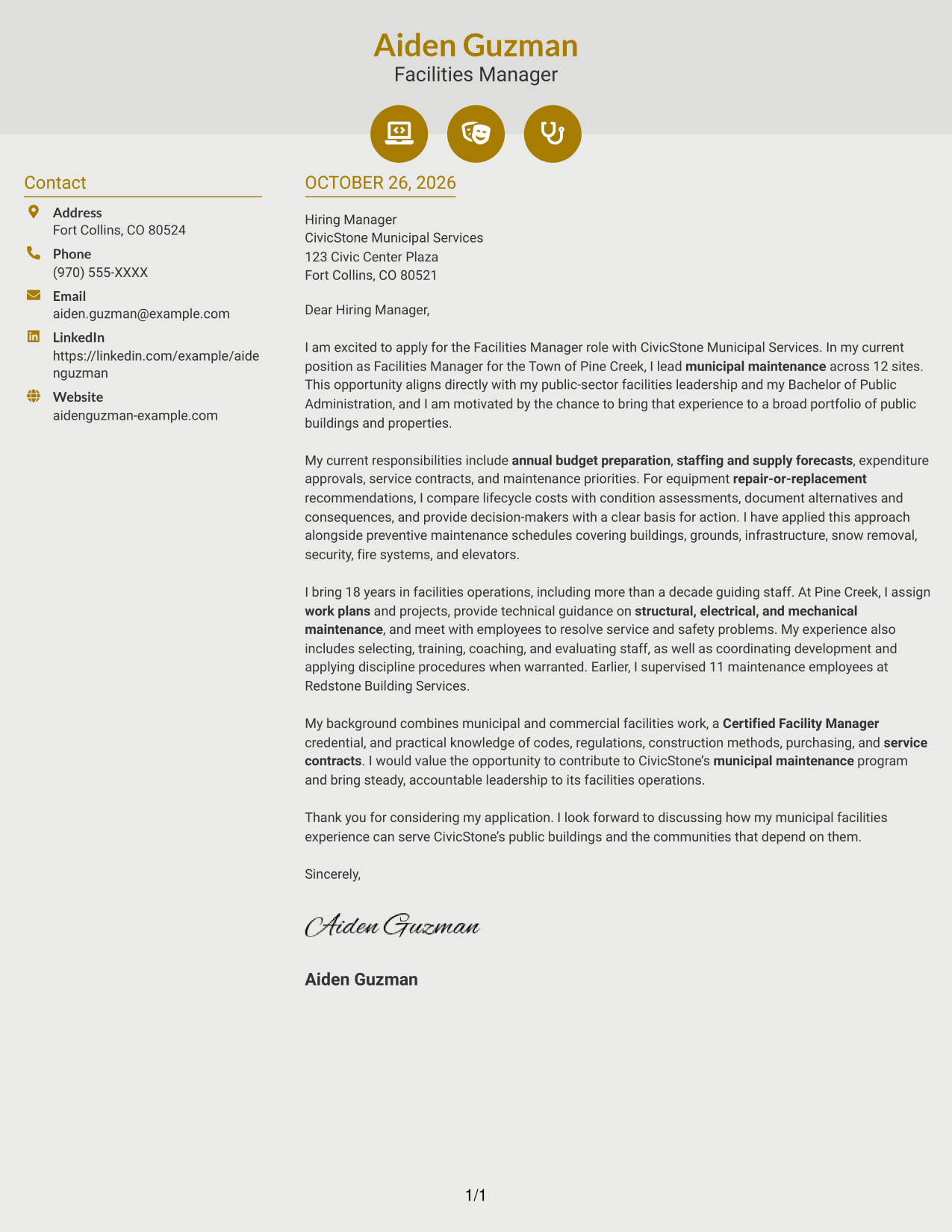 Cover letter example — page 1