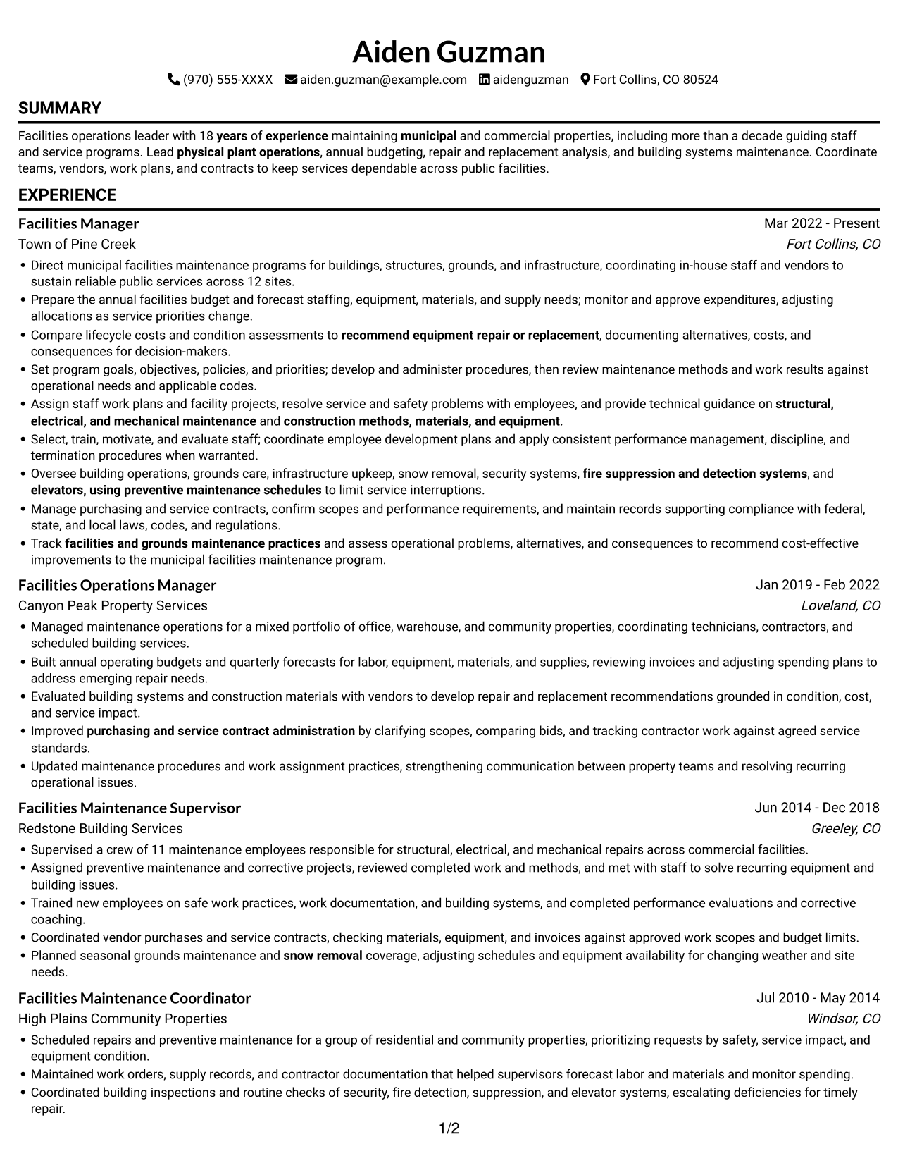 Resume example — page 1