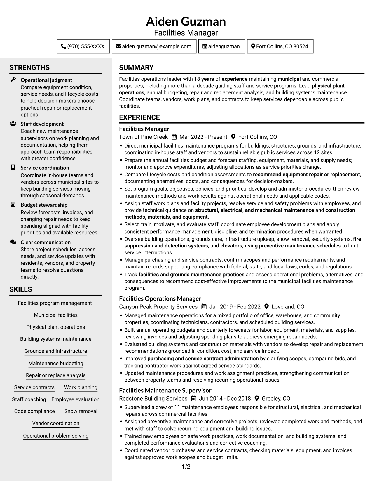 Resume example — page 1