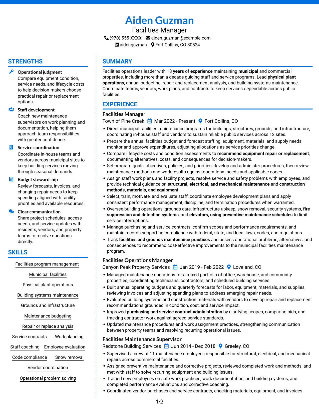 Resume example — page 1