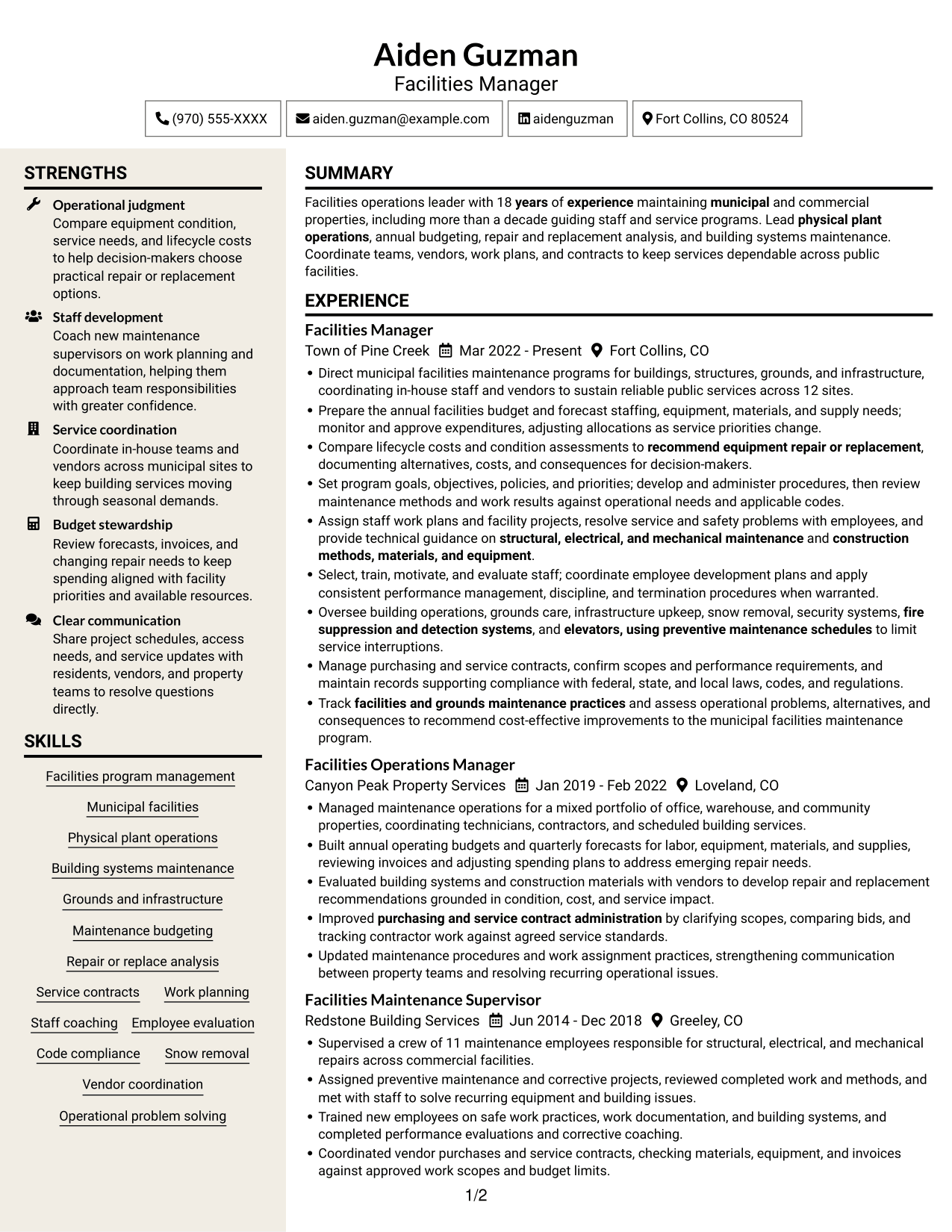 Resume example — page 1