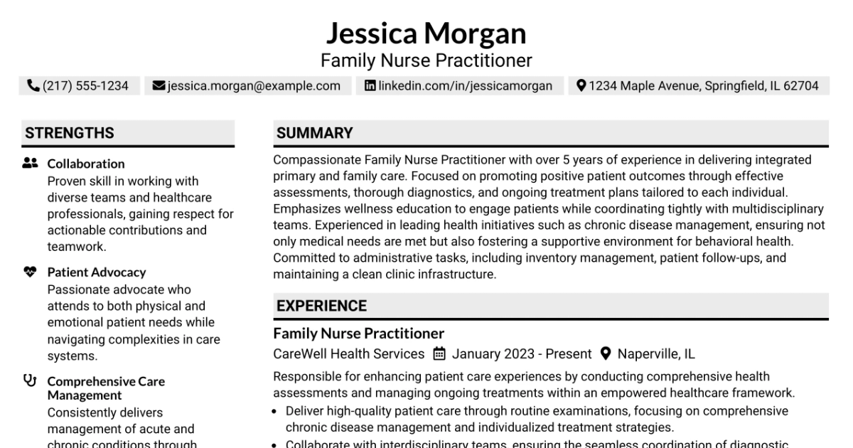 33 Family Nurse Practitioner Resume Templates with Example 2026 (ATS-Optimized)