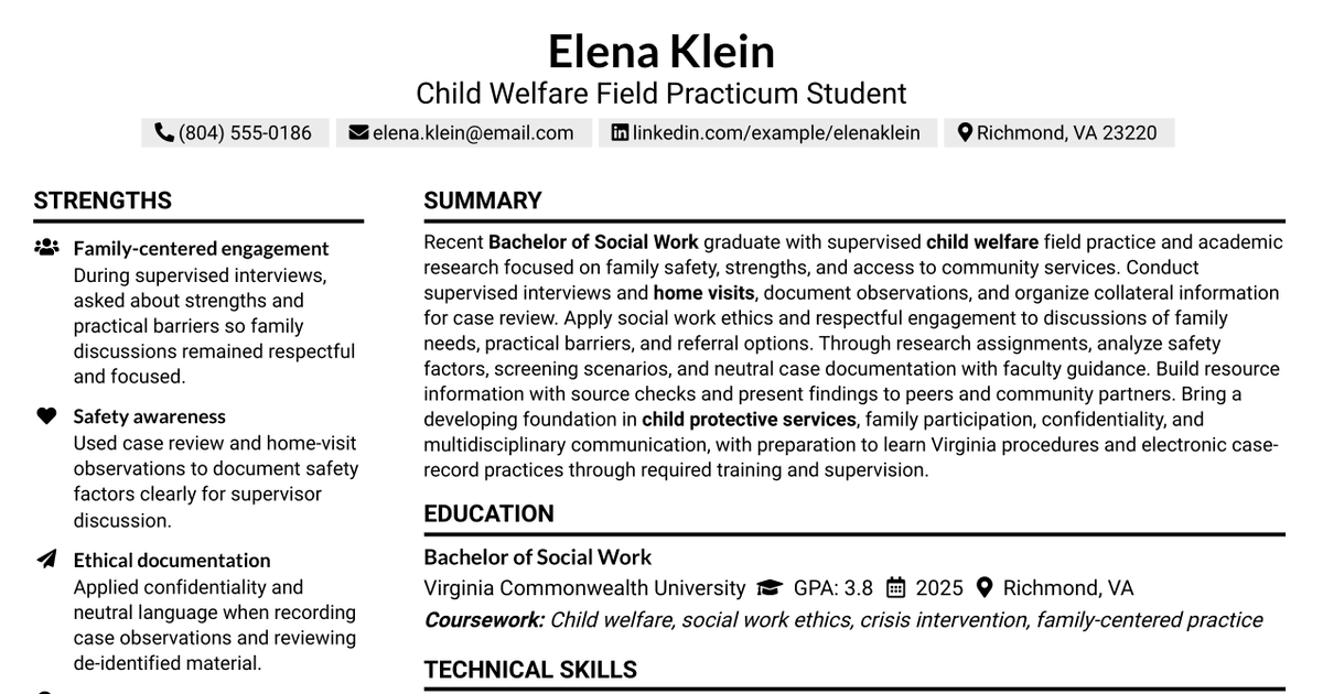 7 Family Services Worker I - Child Protective Services Resume Templates with Example