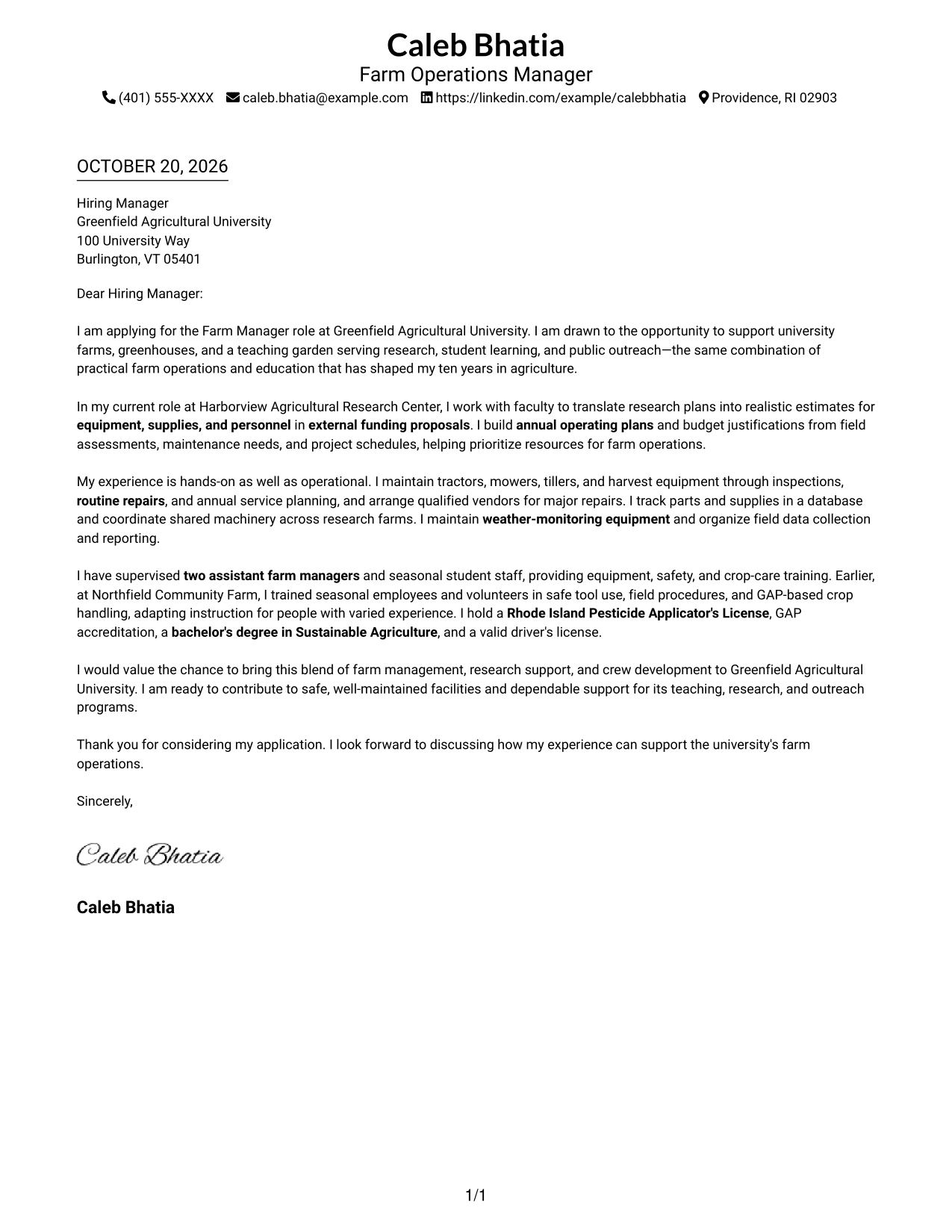 Cover letter example — page 1