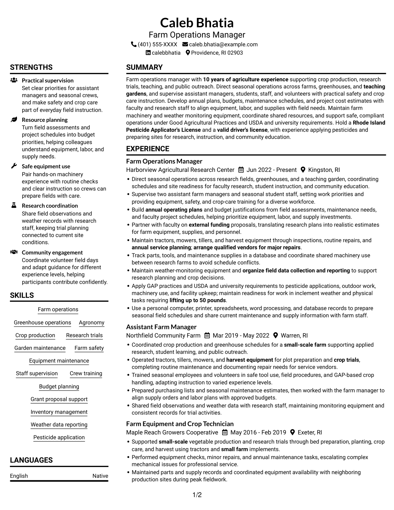 Resume example — page 1