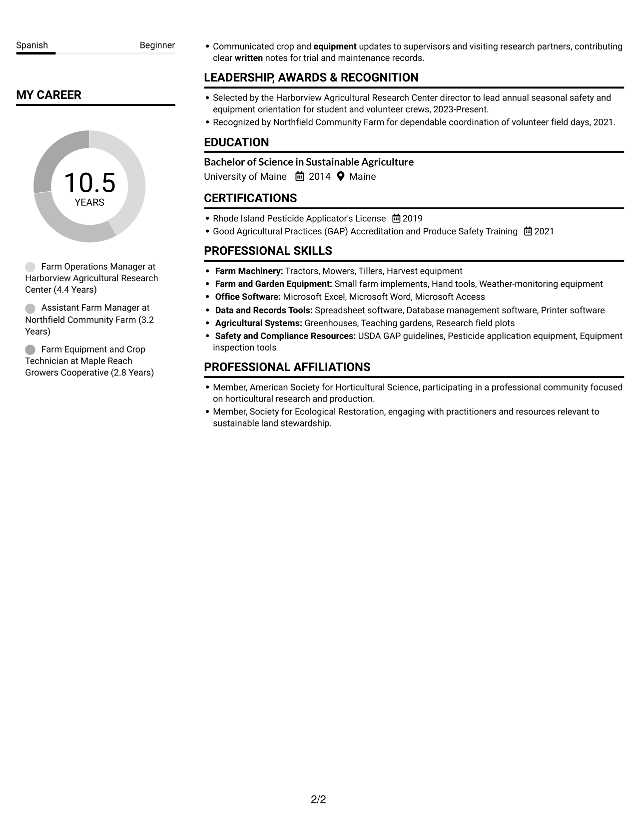 Resume example — page 2