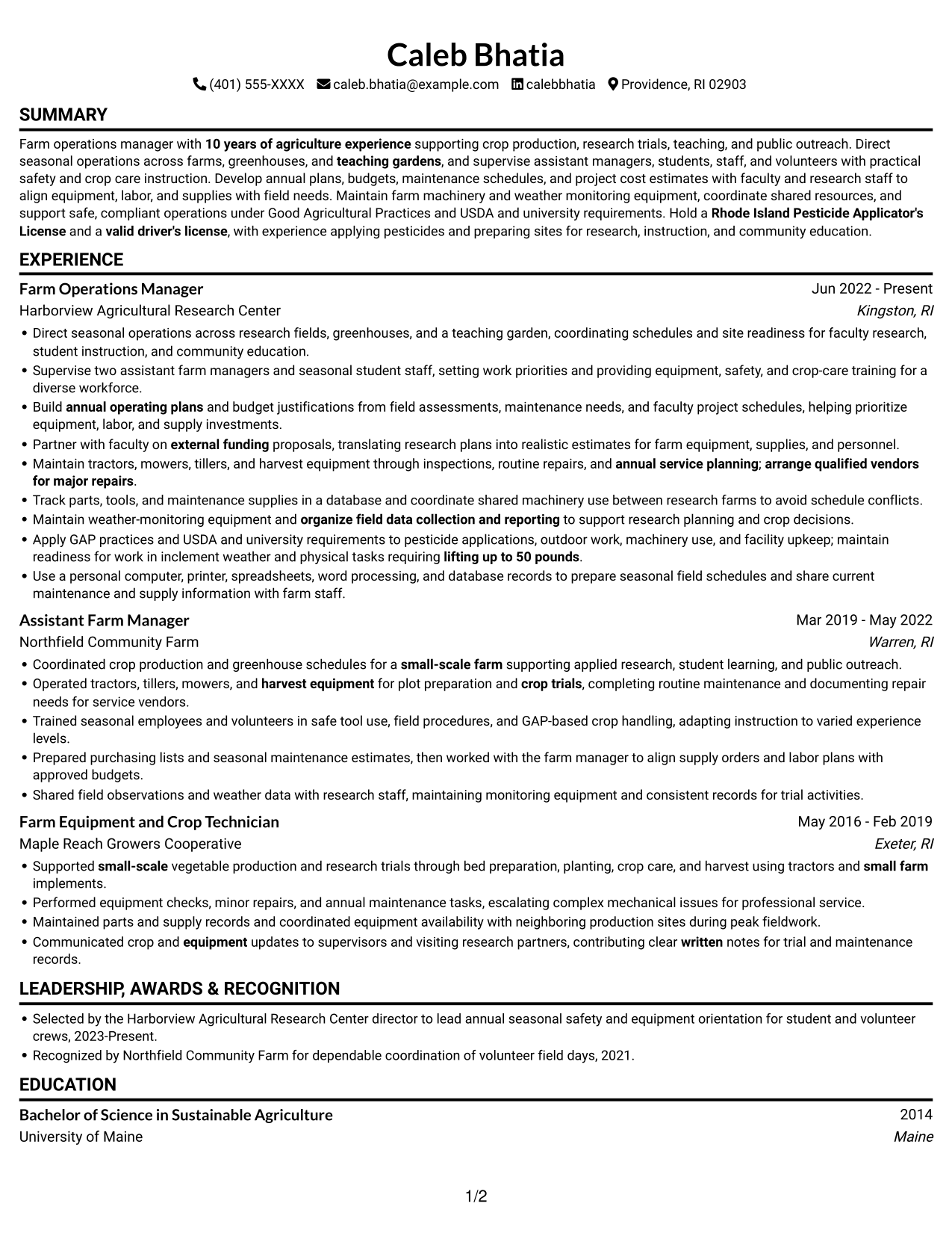 Resume example — page 1