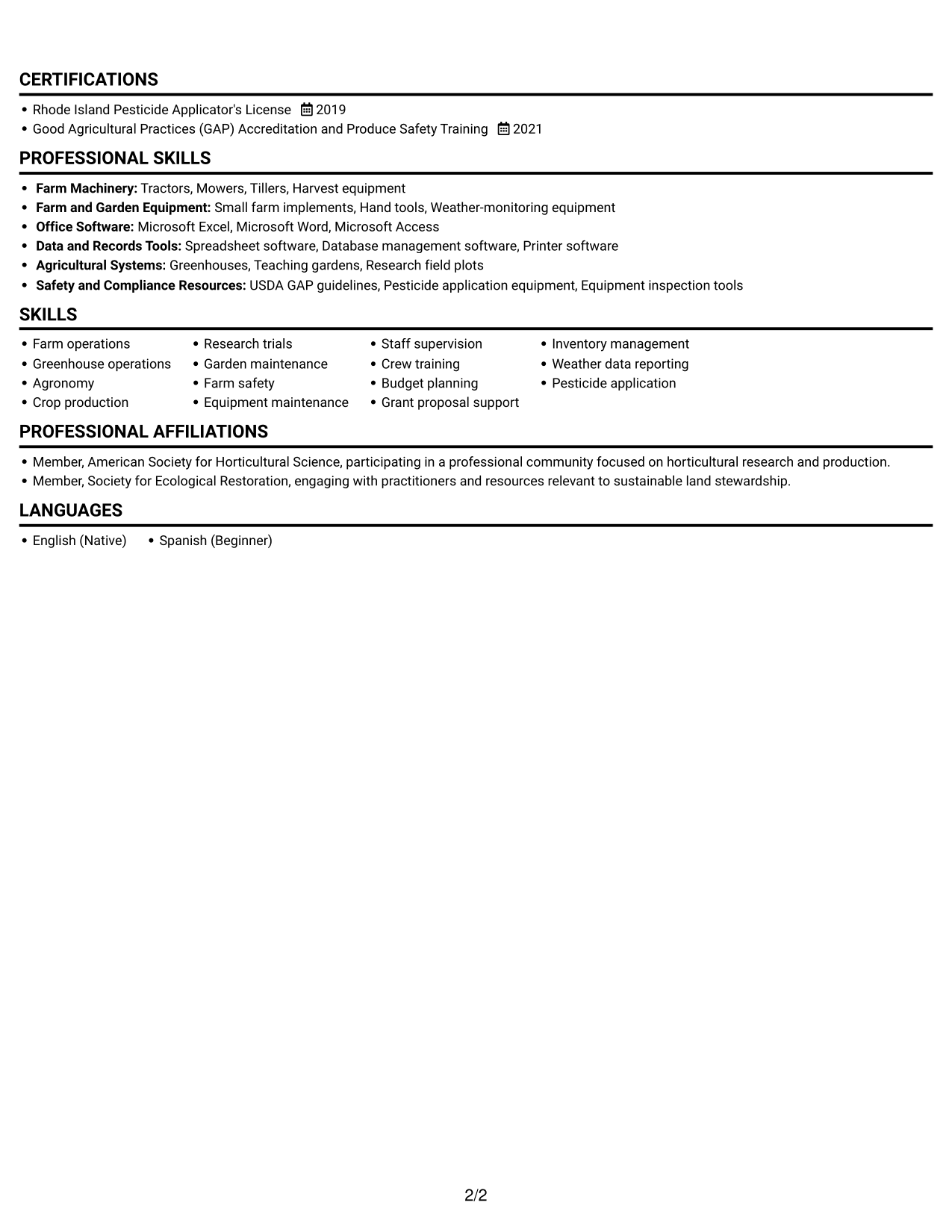Resume example — page 2