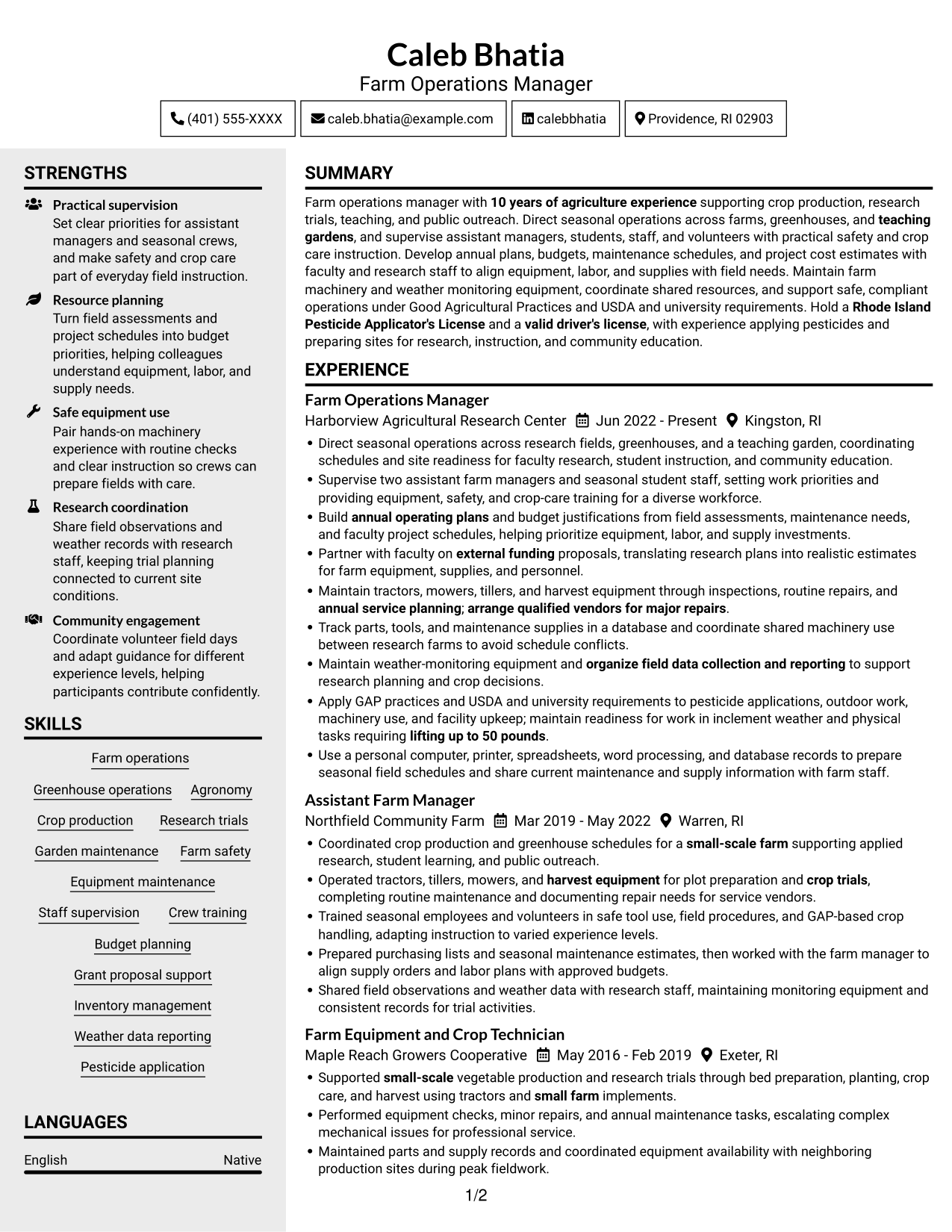 Resume example — page 1