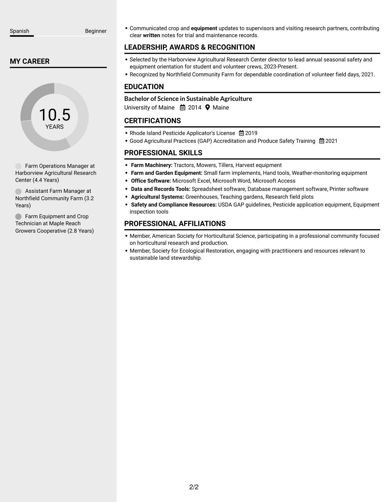 Resume example — page 2