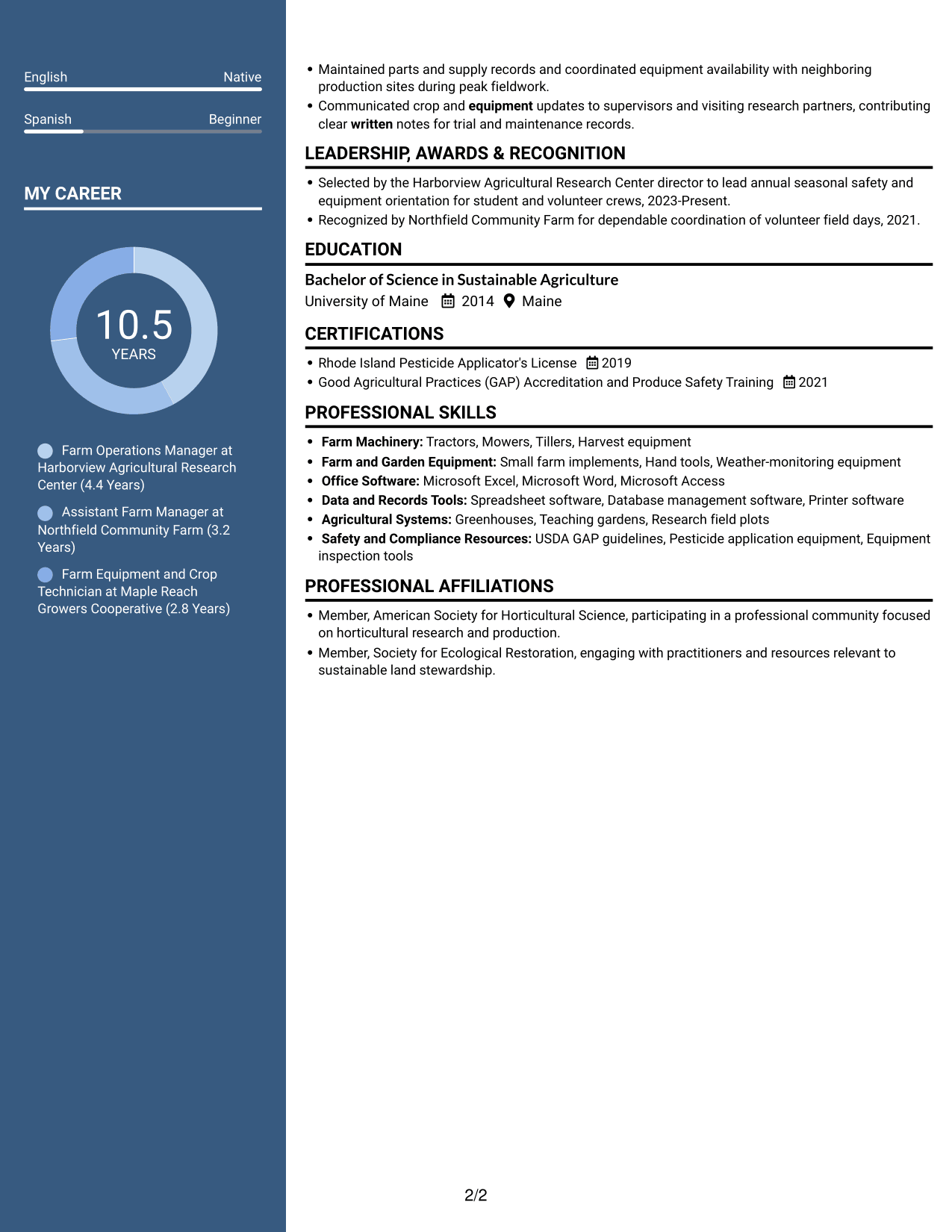 Resume example — page 2
