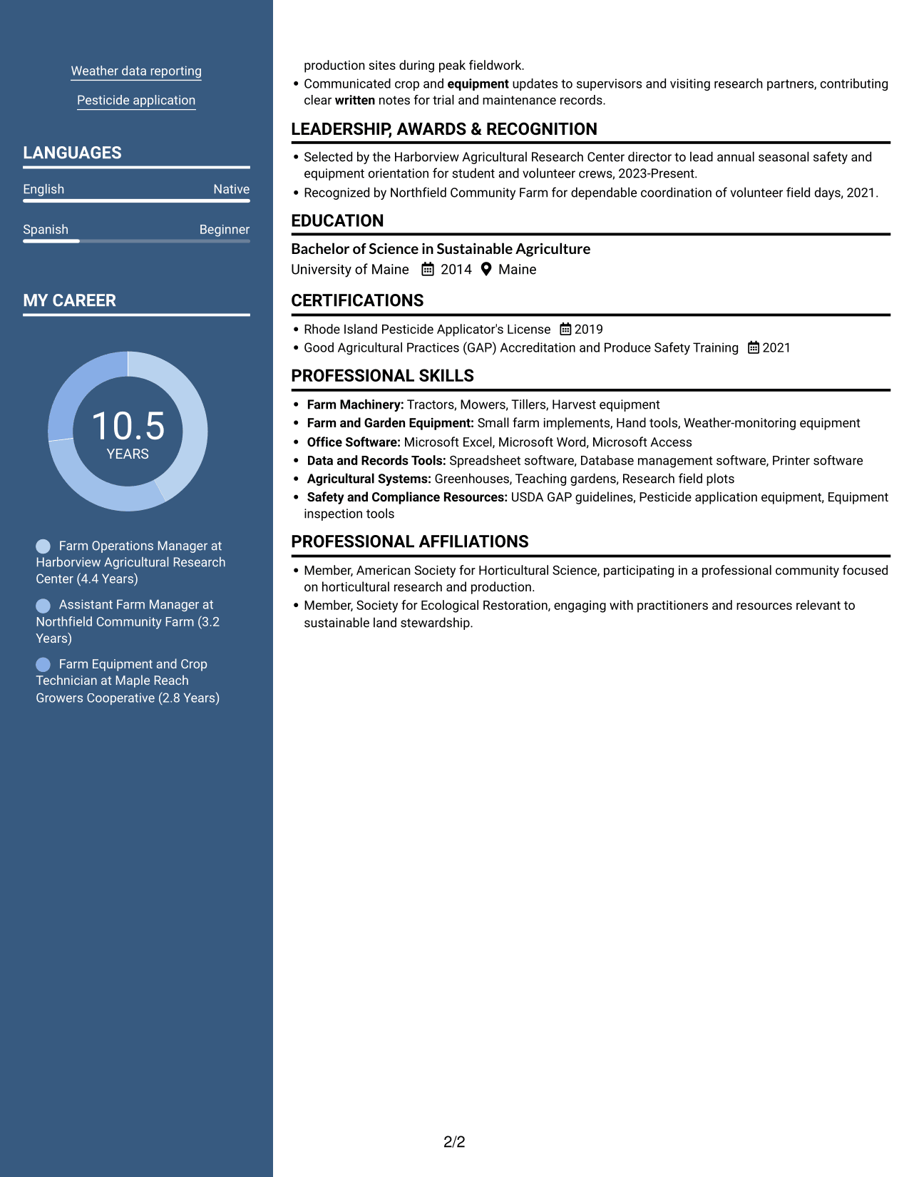 Resume example — page 2