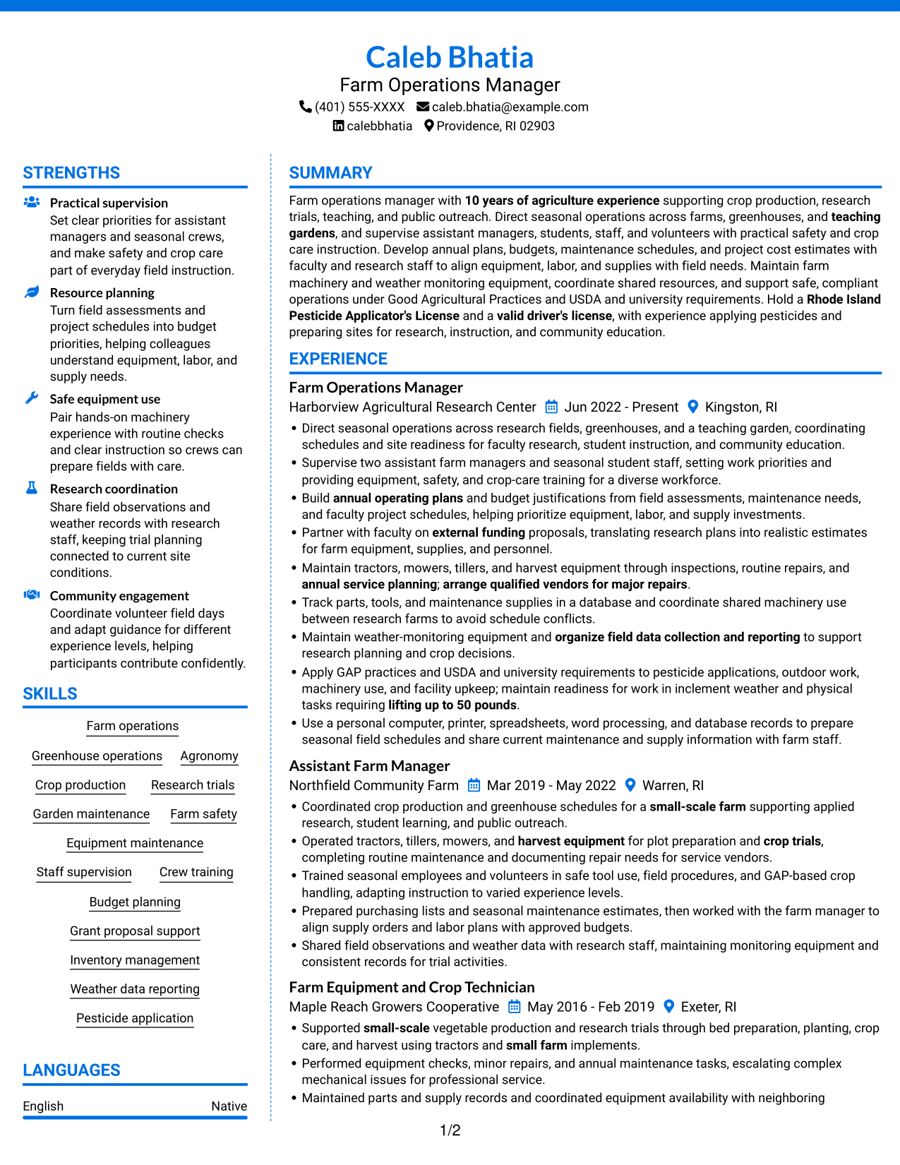 Resume example — page 1