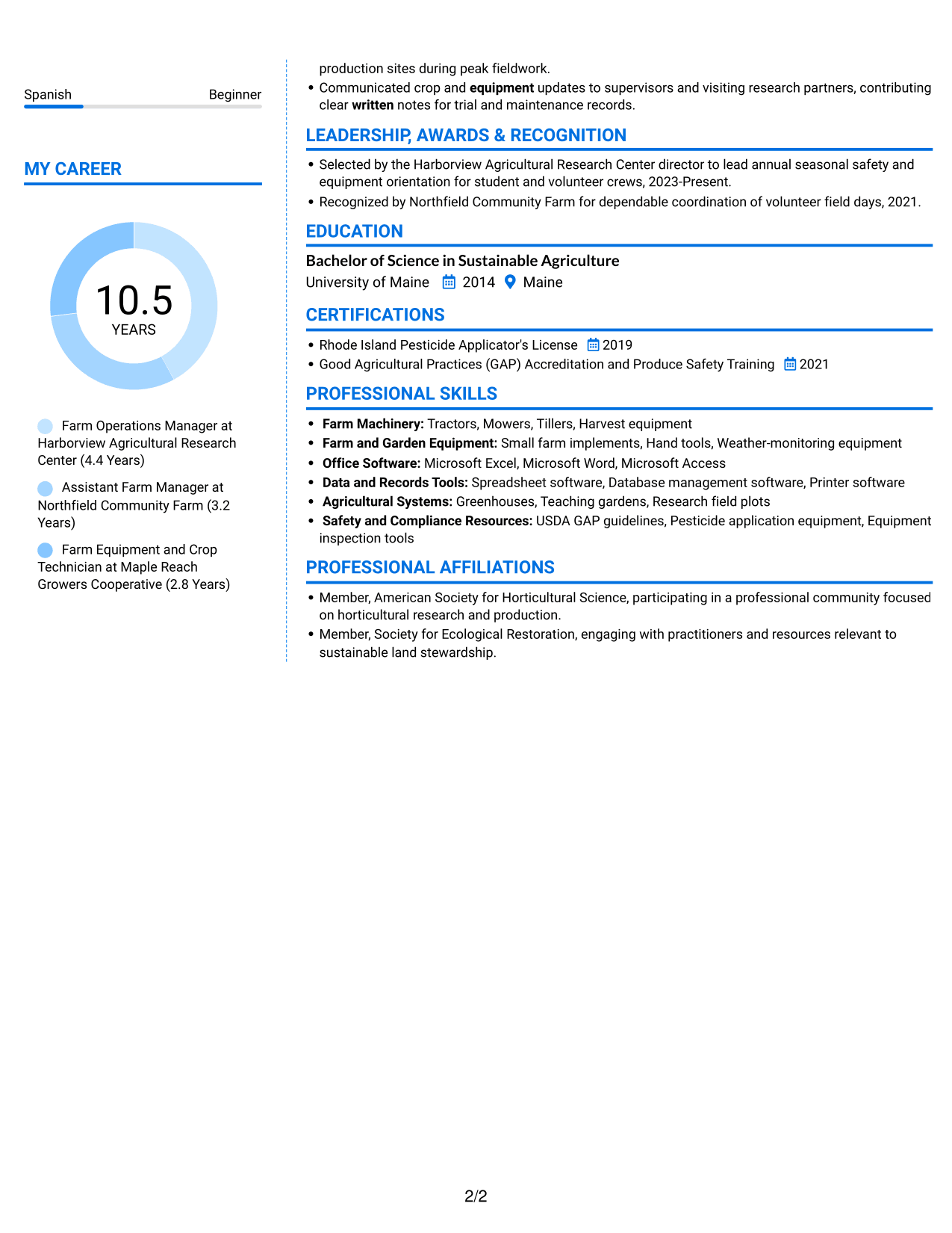 Resume example — page 2