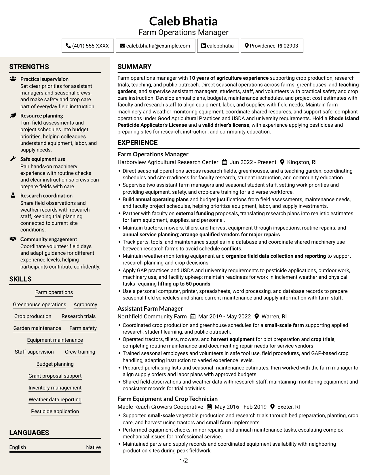 Resume example — page 1
