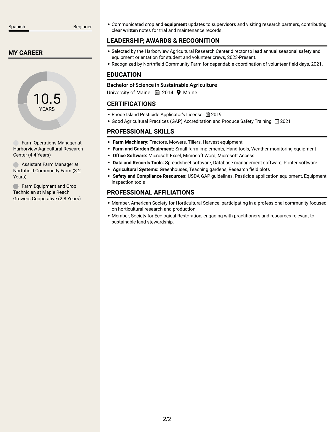 Resume example — page 2