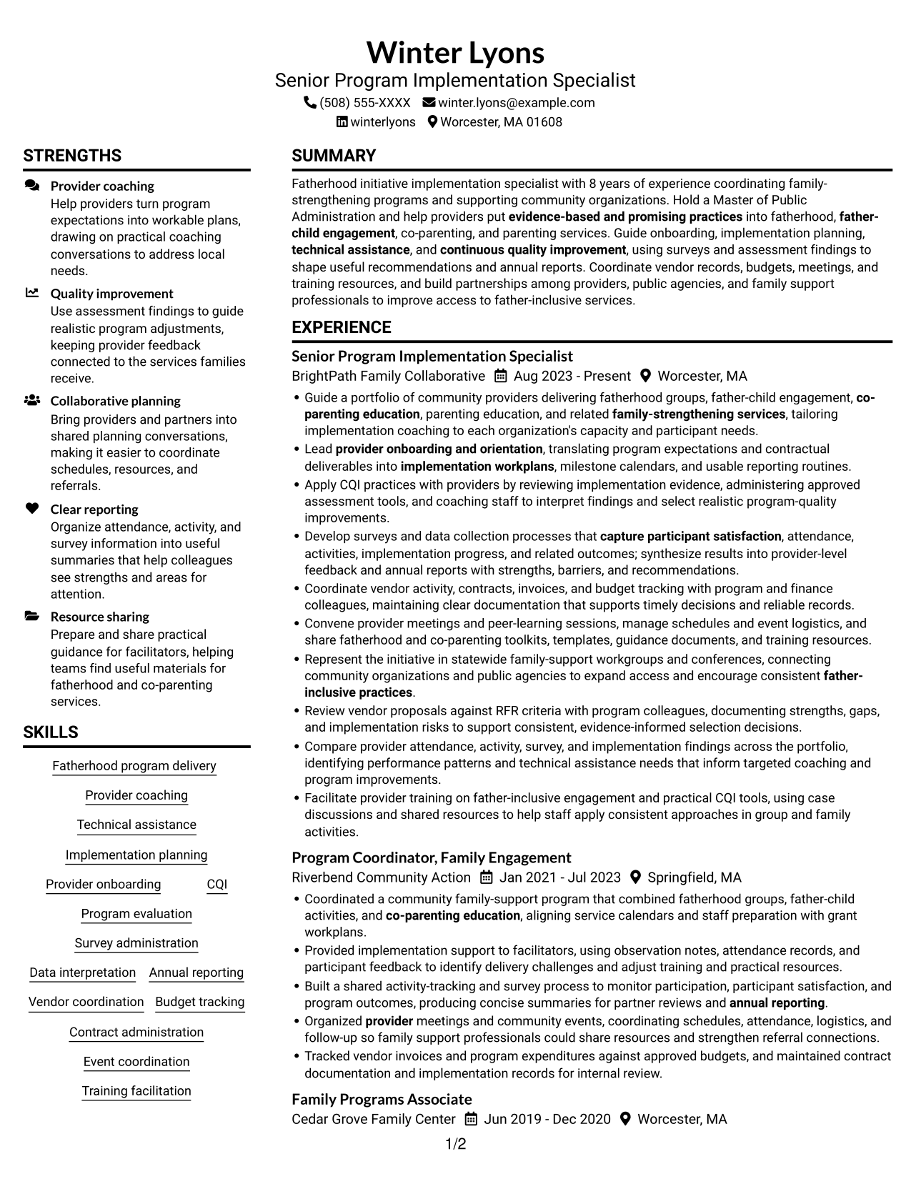 Resume example — page 1