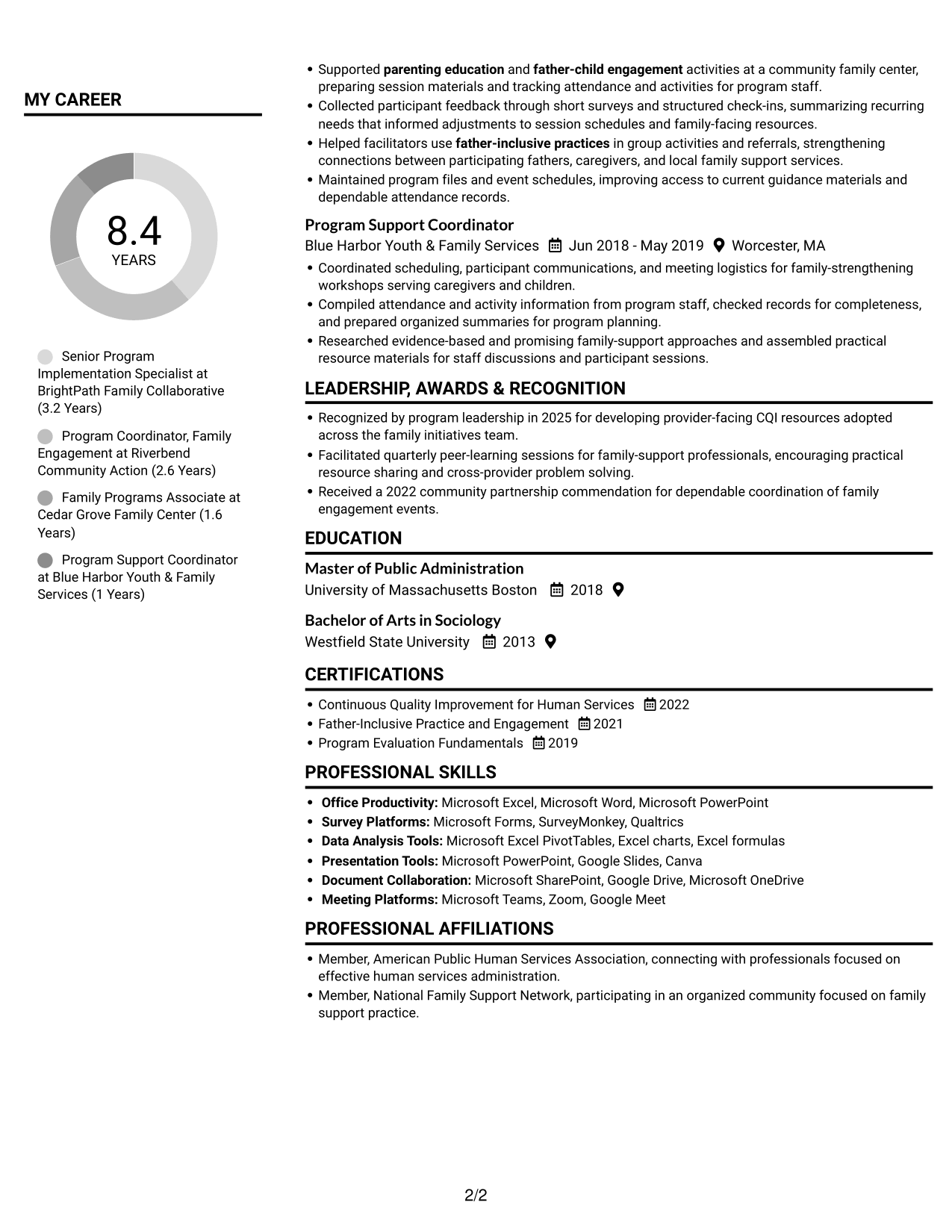 Resume example — page 2