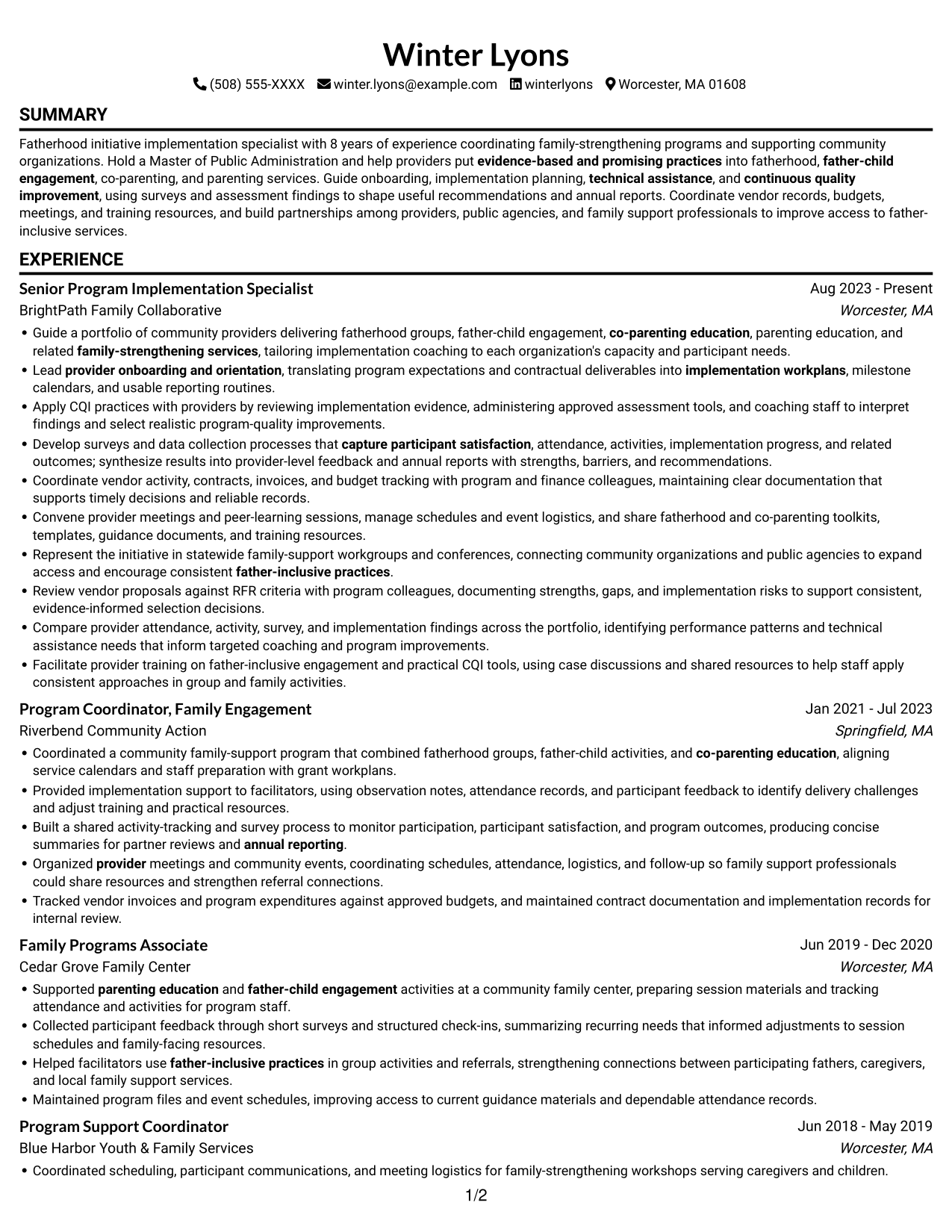Resume example — page 1