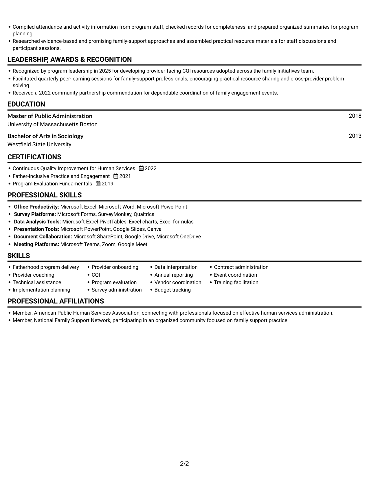 Resume example — page 2
