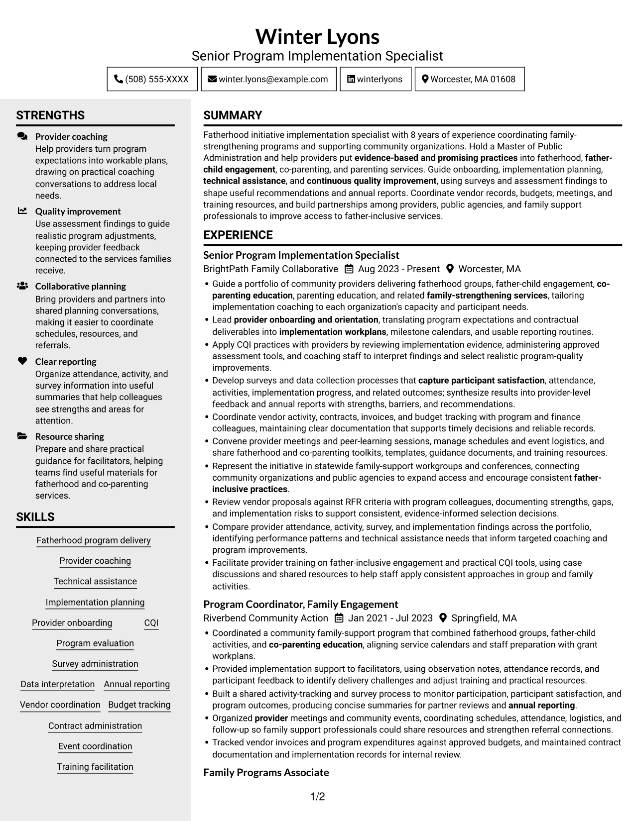 Resume example — page 1